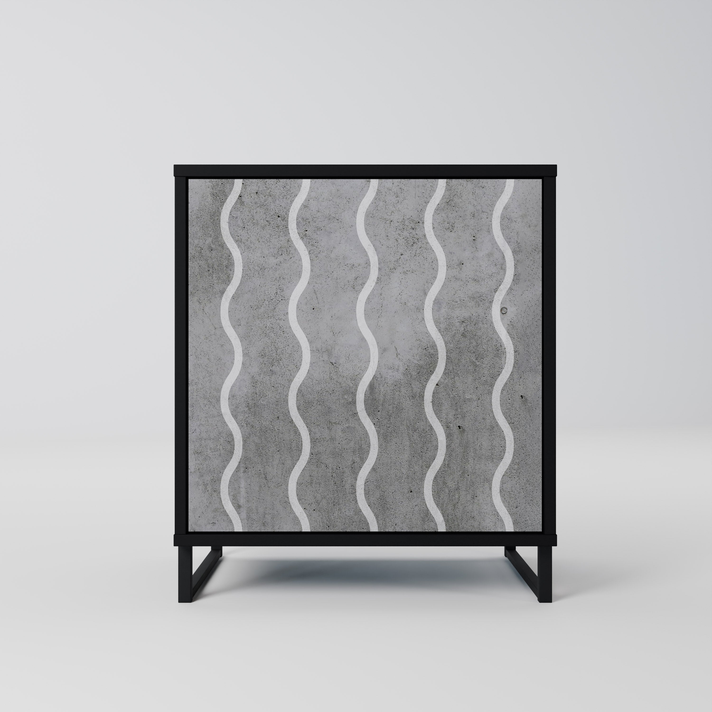WAVES OF CONCRETE Sideboard mit 1 Tür in Schwarz