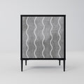 WAVES OF CONCRETE 1-Door Sideboard in Black Finish