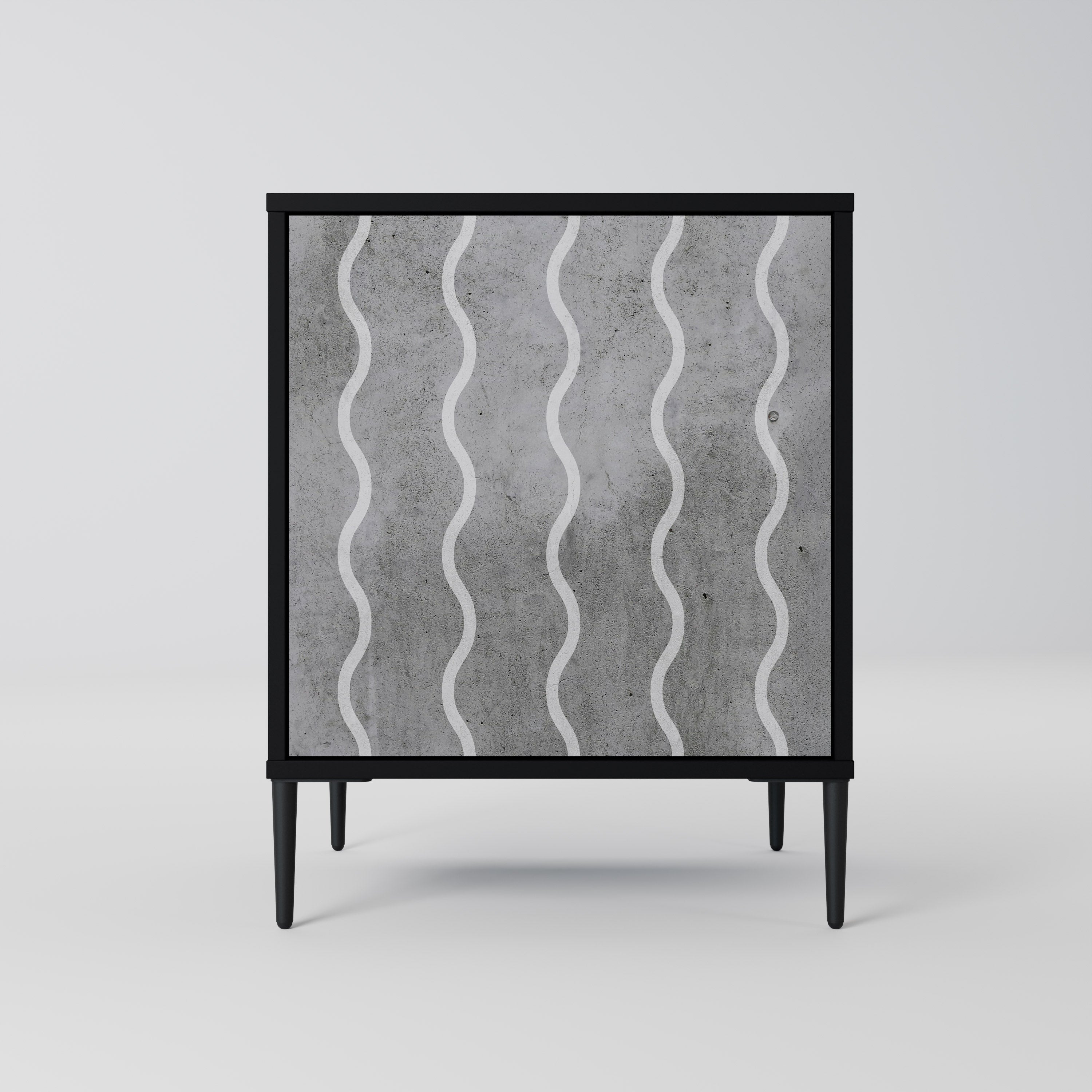 WAVES OF CONCRETE Sideboard mit 1 Tür in Schwarz