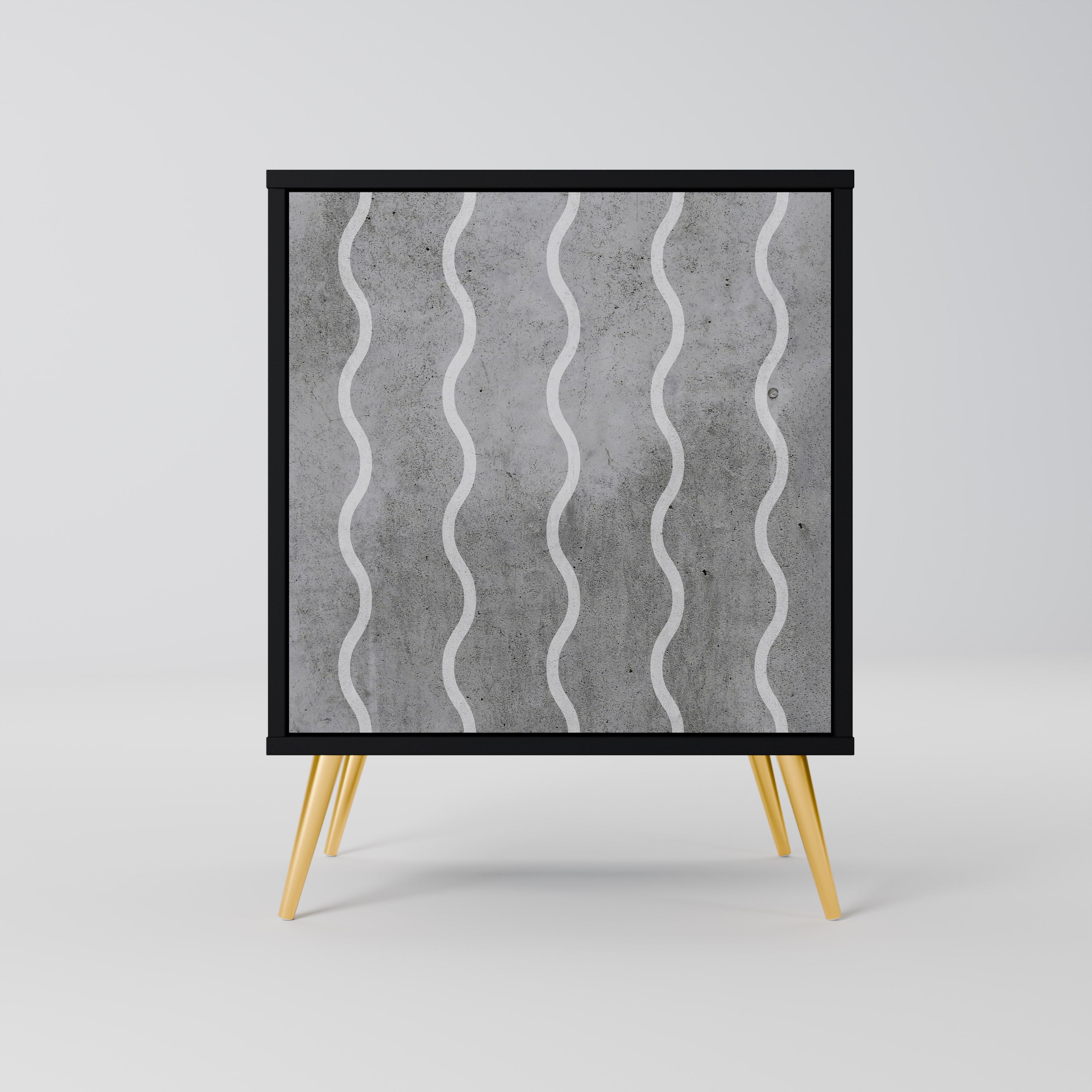 WAVES OF CONCRETE Sideboard mit 1 Tür in Schwarz