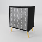 WAVES OF CONCRETE 1-Door Sideboard in Black Finish
