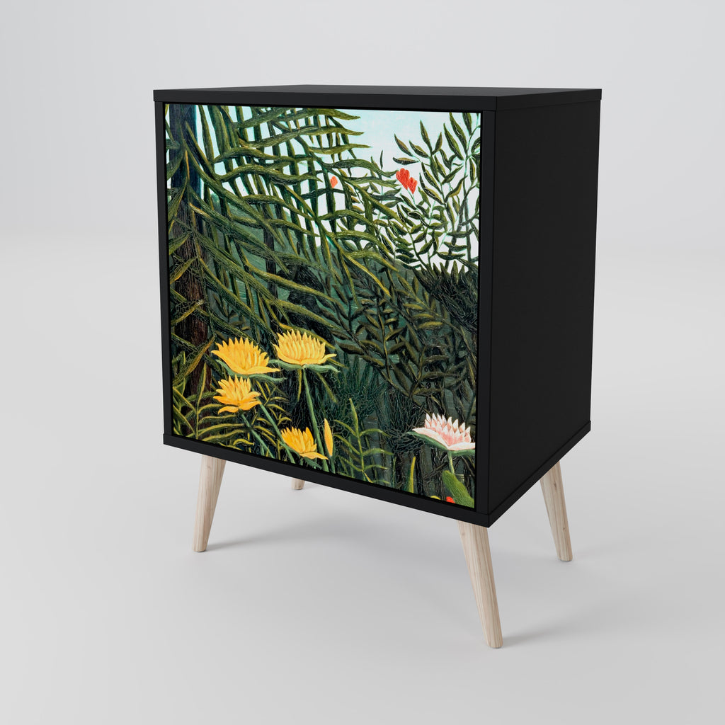 VIRGIN FOREST WITH SUNSET Sideboard mit 1 Tür in Schwarz