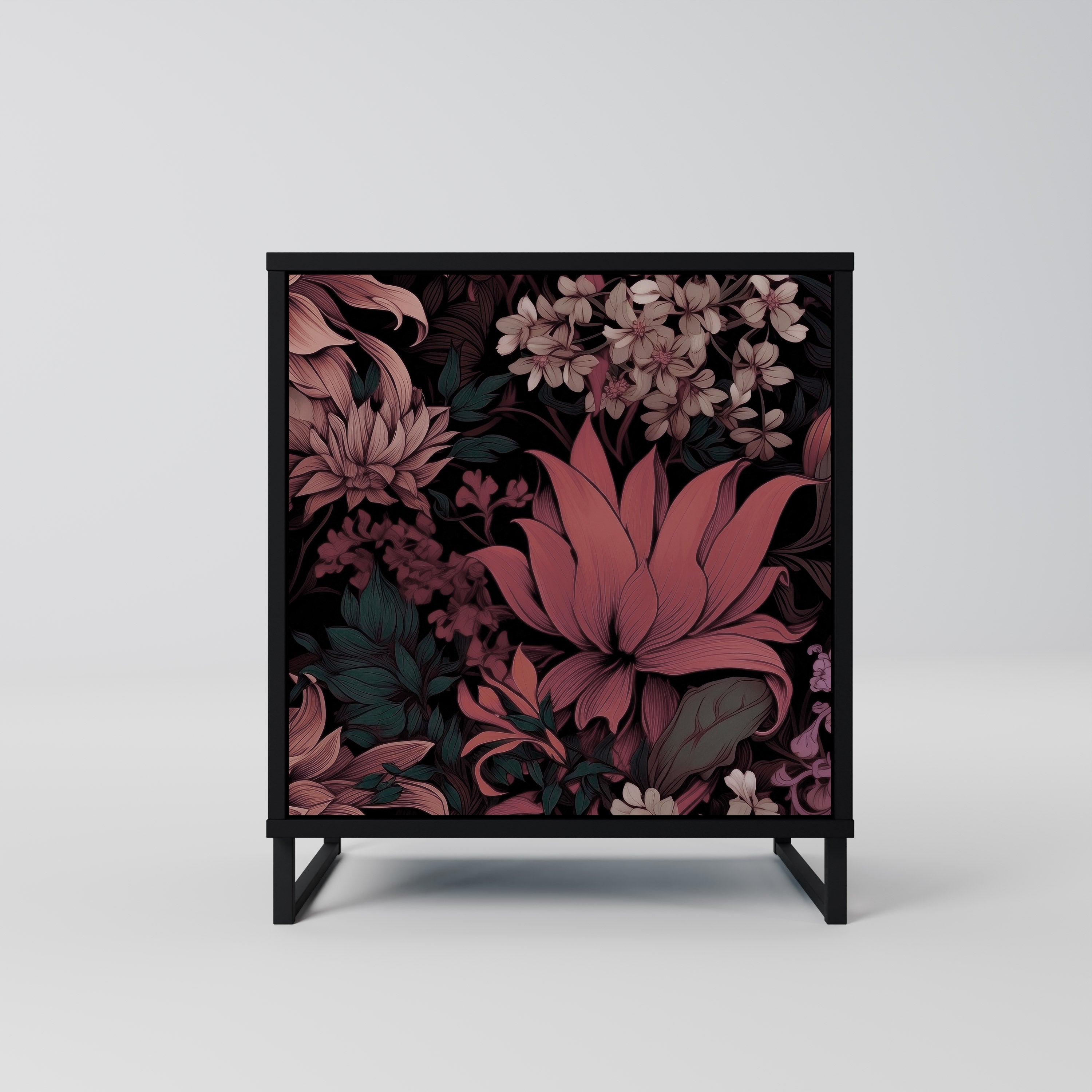 FLORAL WHISPER Sideboard mit 1 Tür in Schwarz