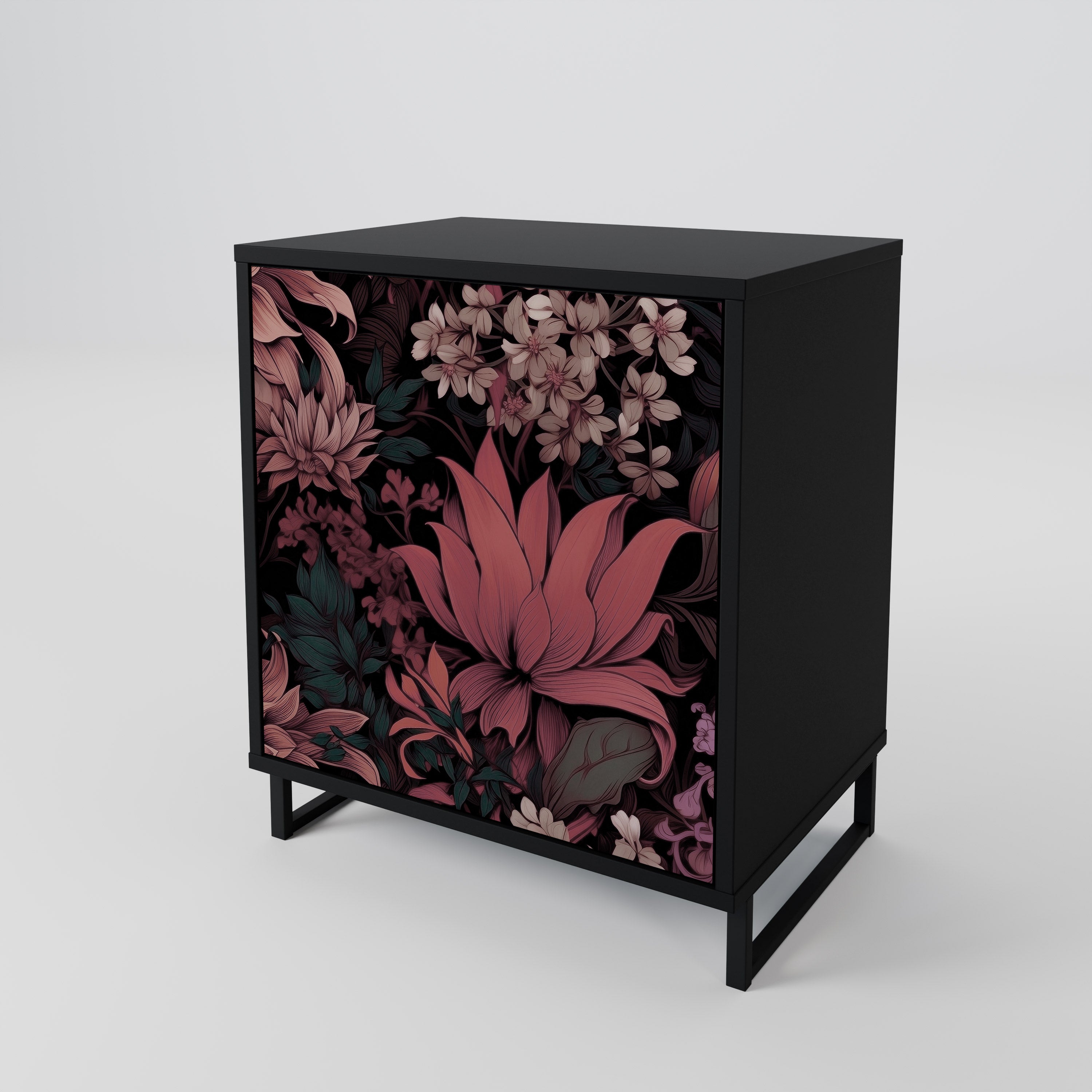 FLORAL WHISPER Sideboard mit 1 Tür in Schwarz