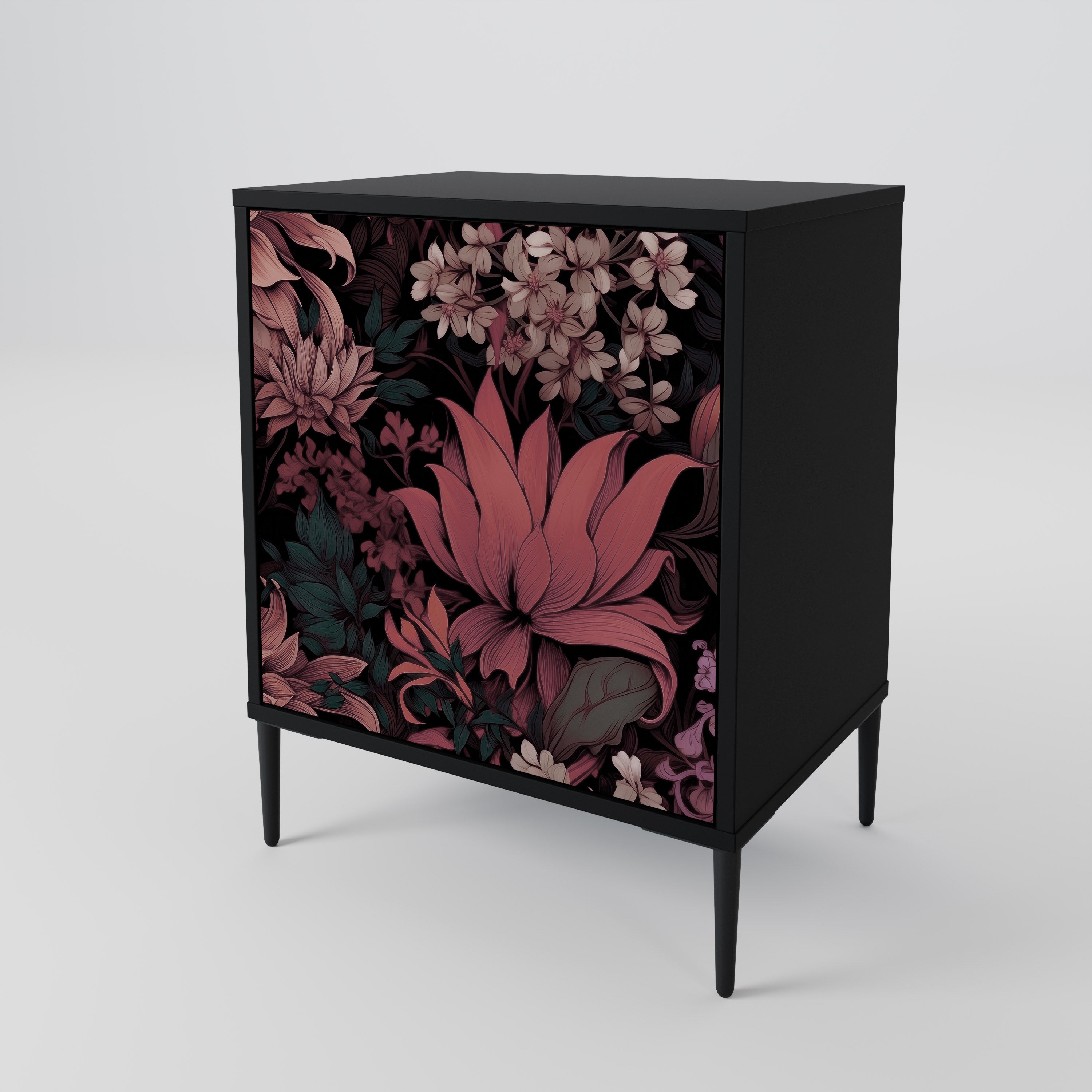 FLORAL WHISPER Sideboard mit 1 Tür in Schwarz
