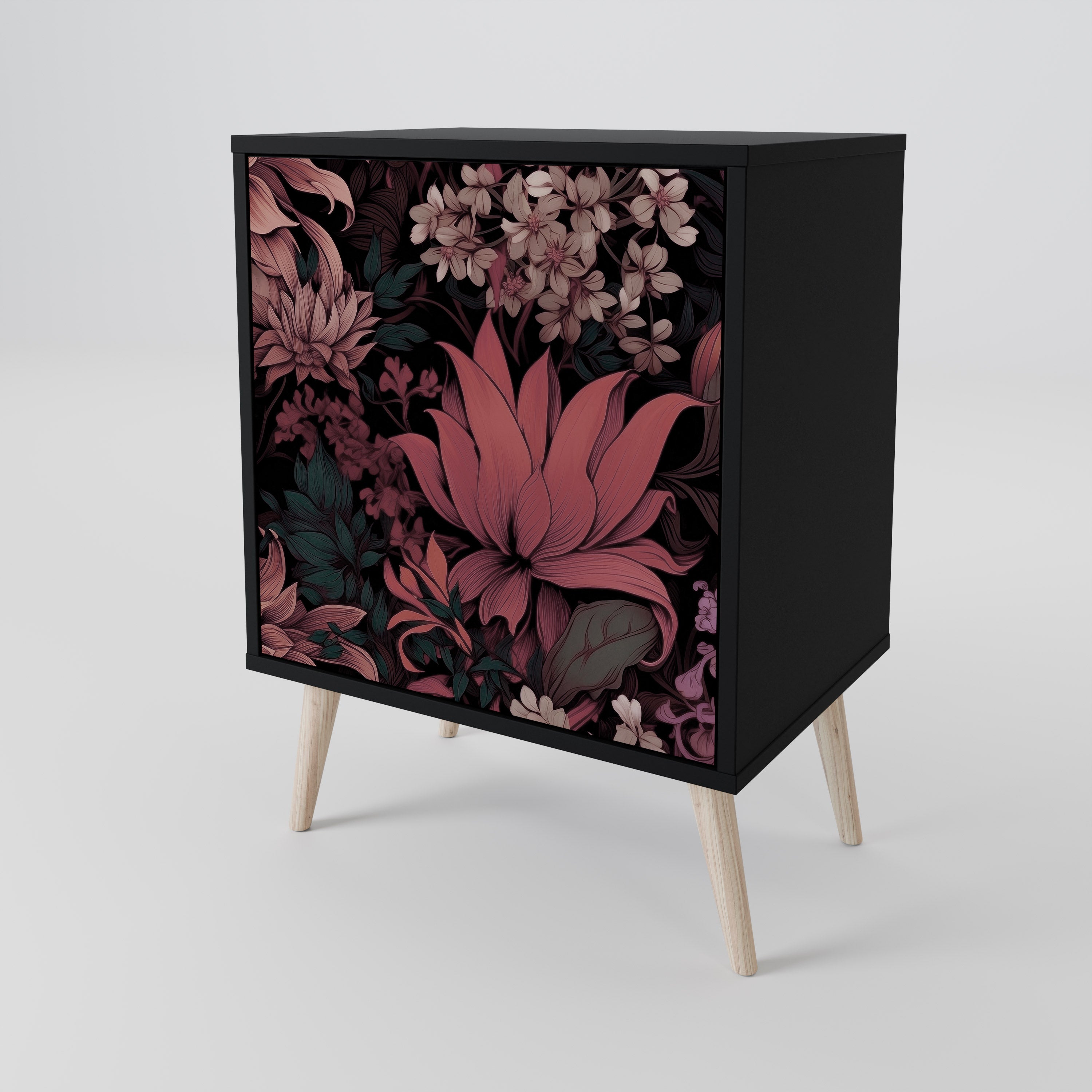 FLORAL WHISPER Sideboard mit 1 Tür in Schwarz