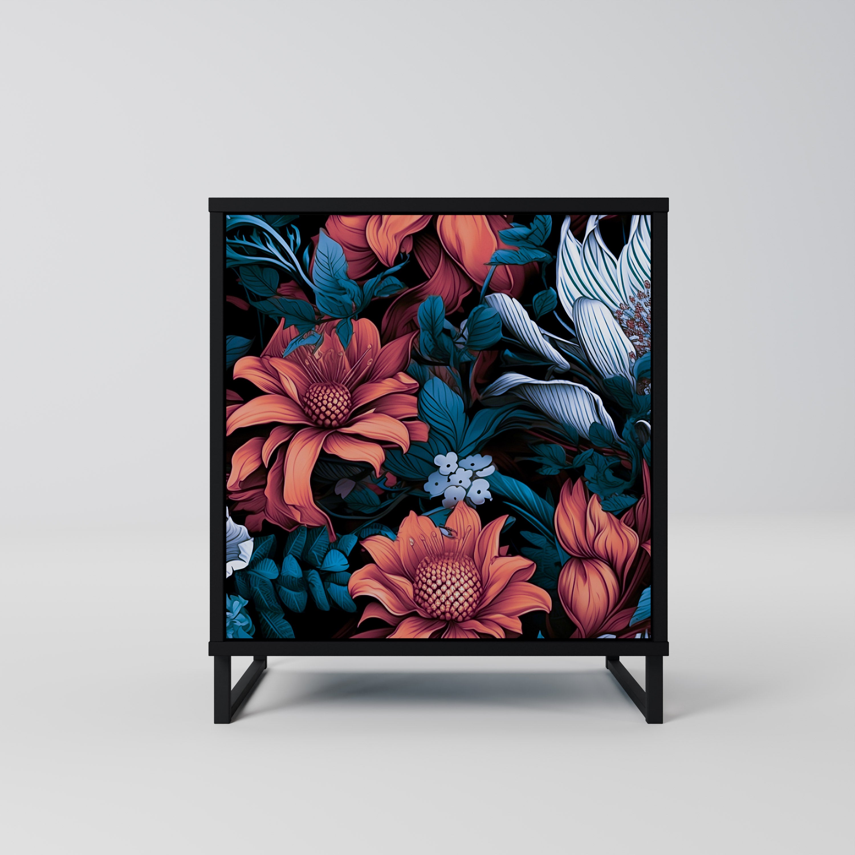 ETHEREAL BLOSSOMS Sideboard mit 1 Tür in Schwarz