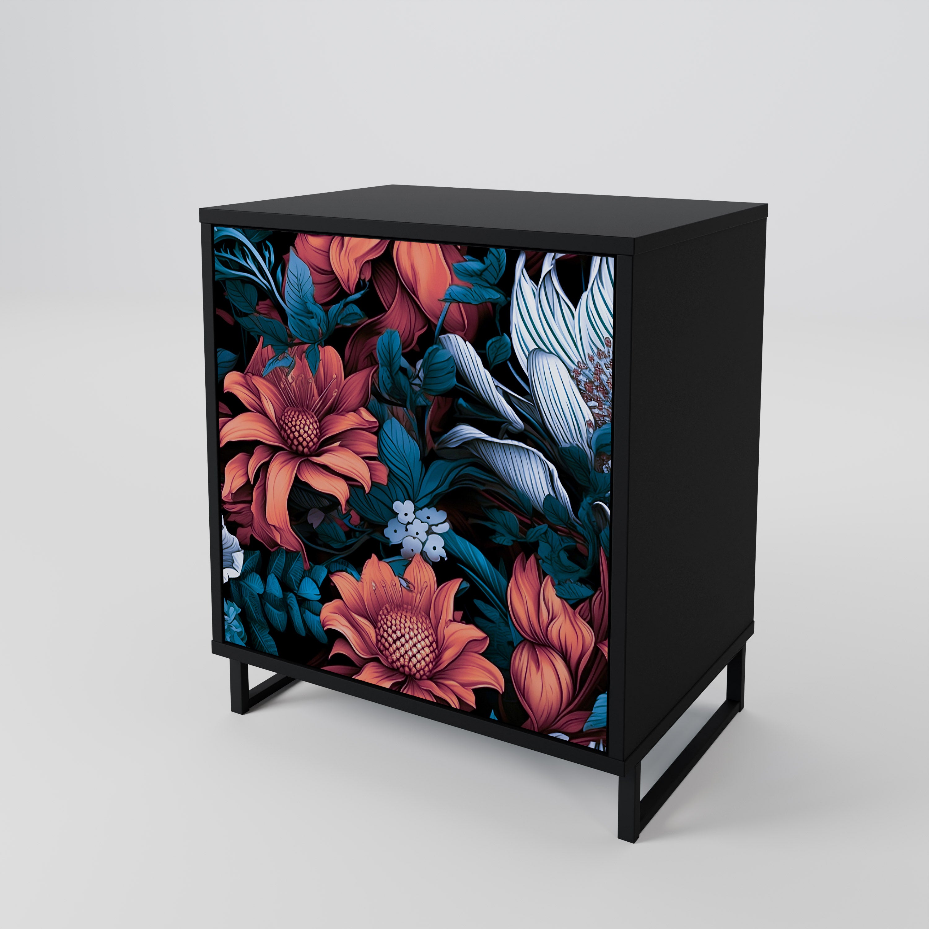 ETHEREAL BLOSSOMS Sideboard mit 1 Tür in Schwarz