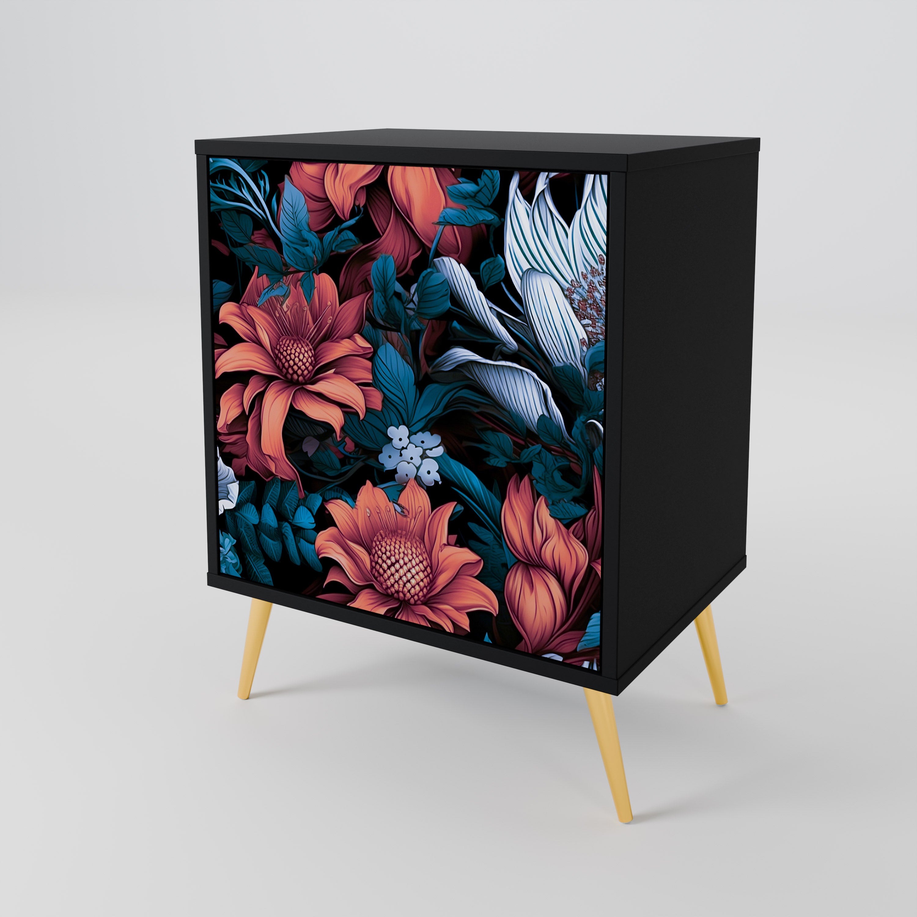 ETHEREAL BLOSSOMS Sideboard mit 1 Tür in Schwarz