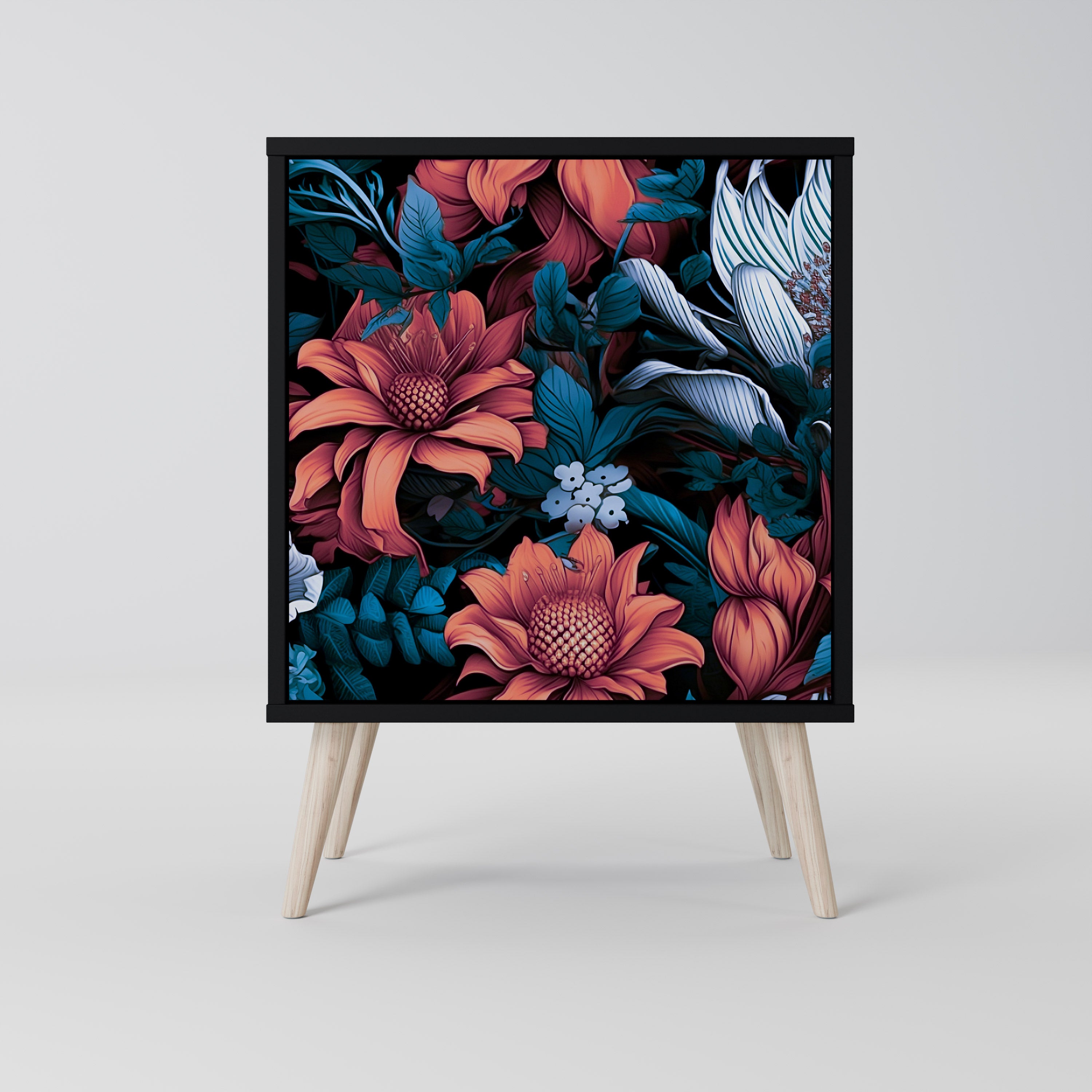 ETHEREAL BLOSSOMS Sideboard mit 1 Tür in Schwarz