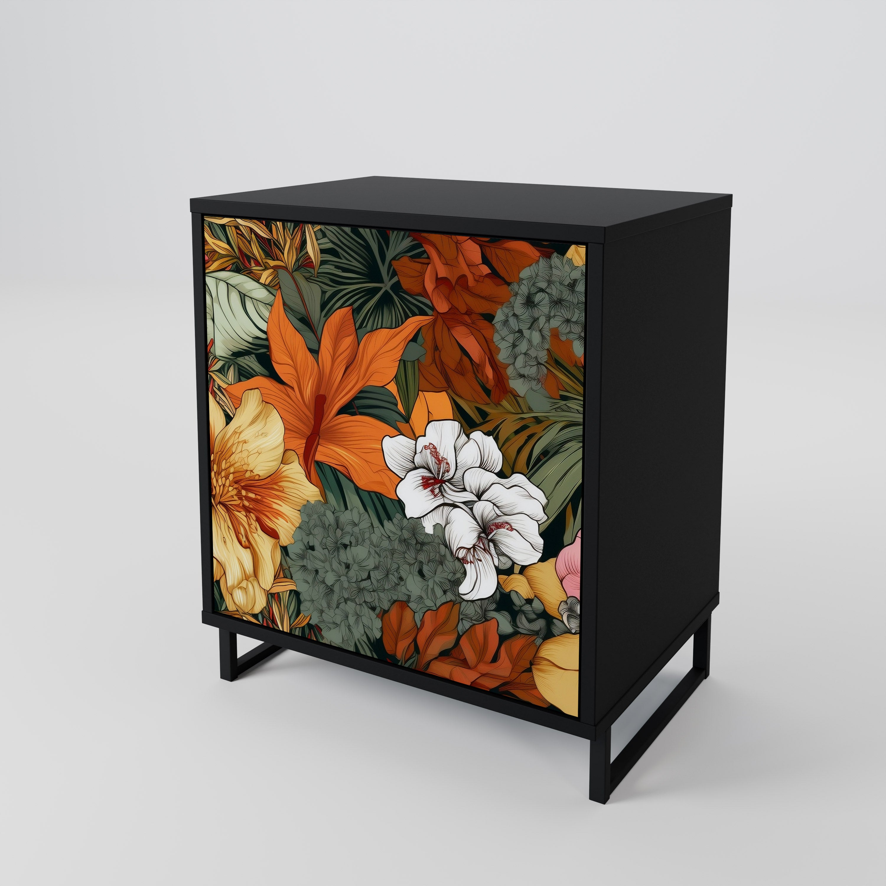 RADIANT FLORA Sideboard mit 1 Tür in Schwarz