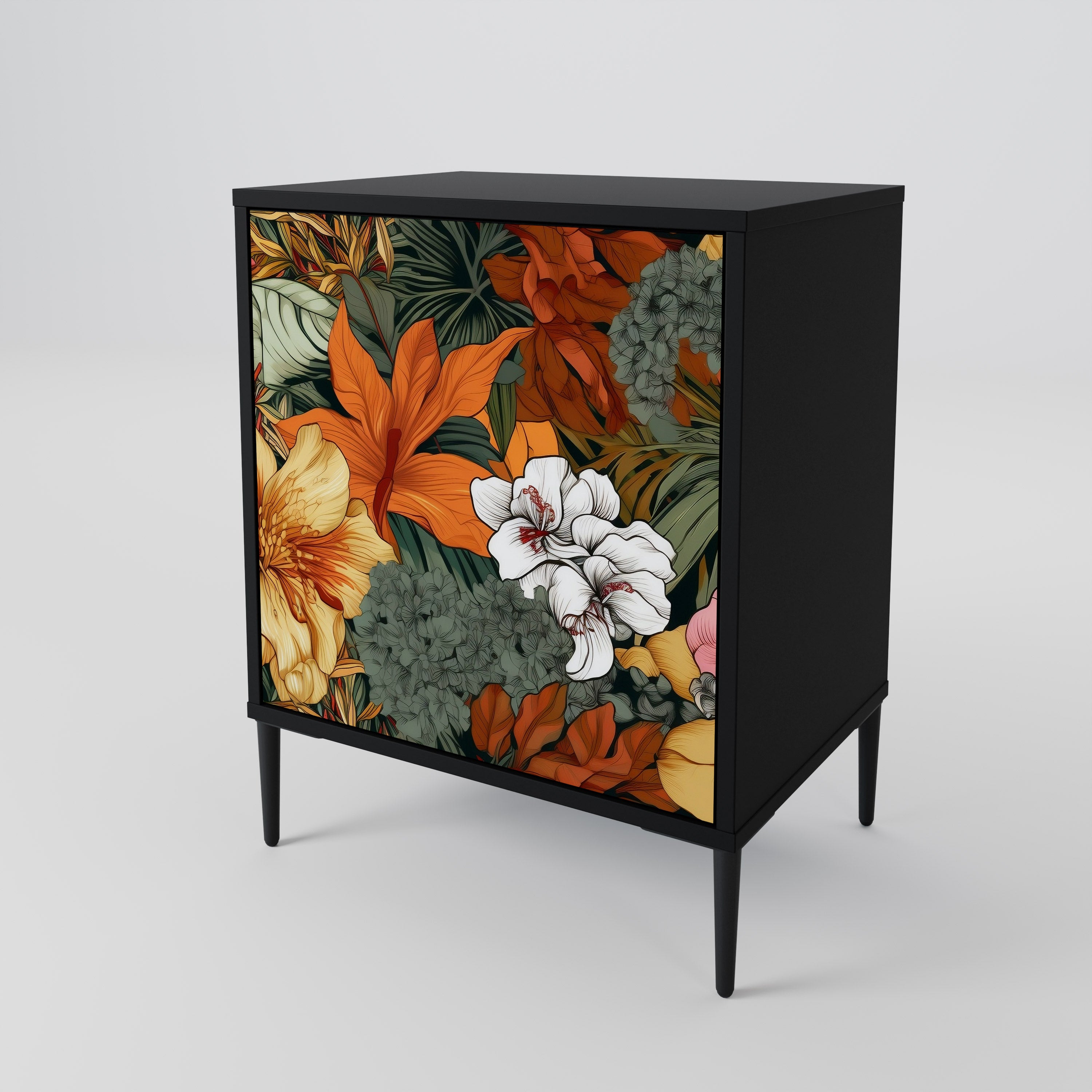 RADIANT FLORA Sideboard mit 1 Tür in Schwarz