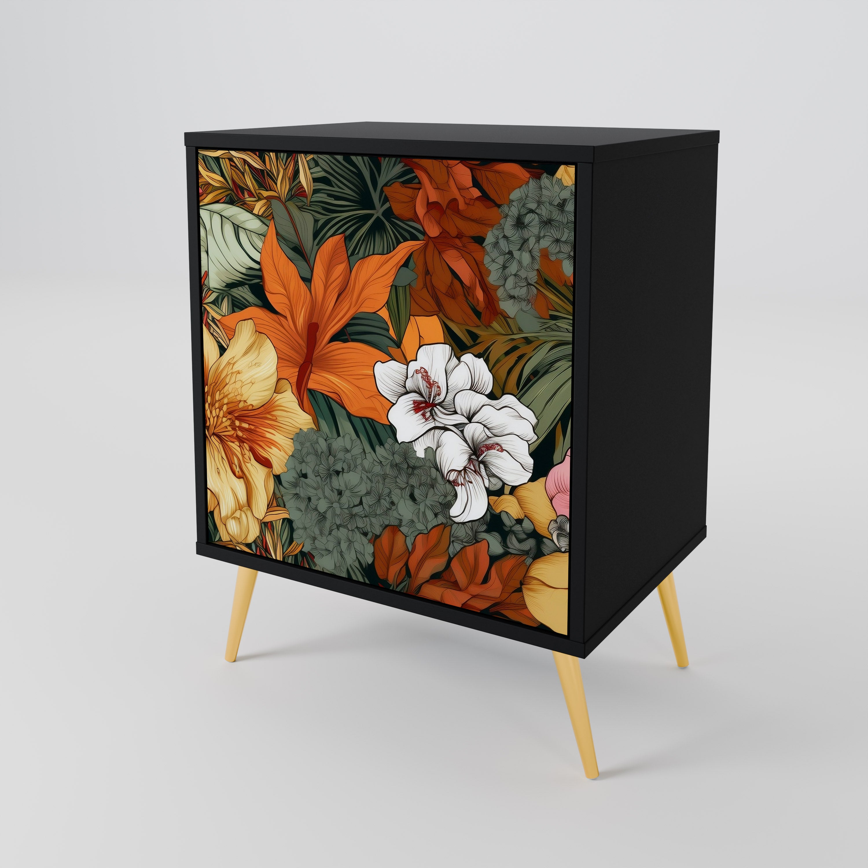 RADIANT FLORA Sideboard mit 1 Tür in Schwarz