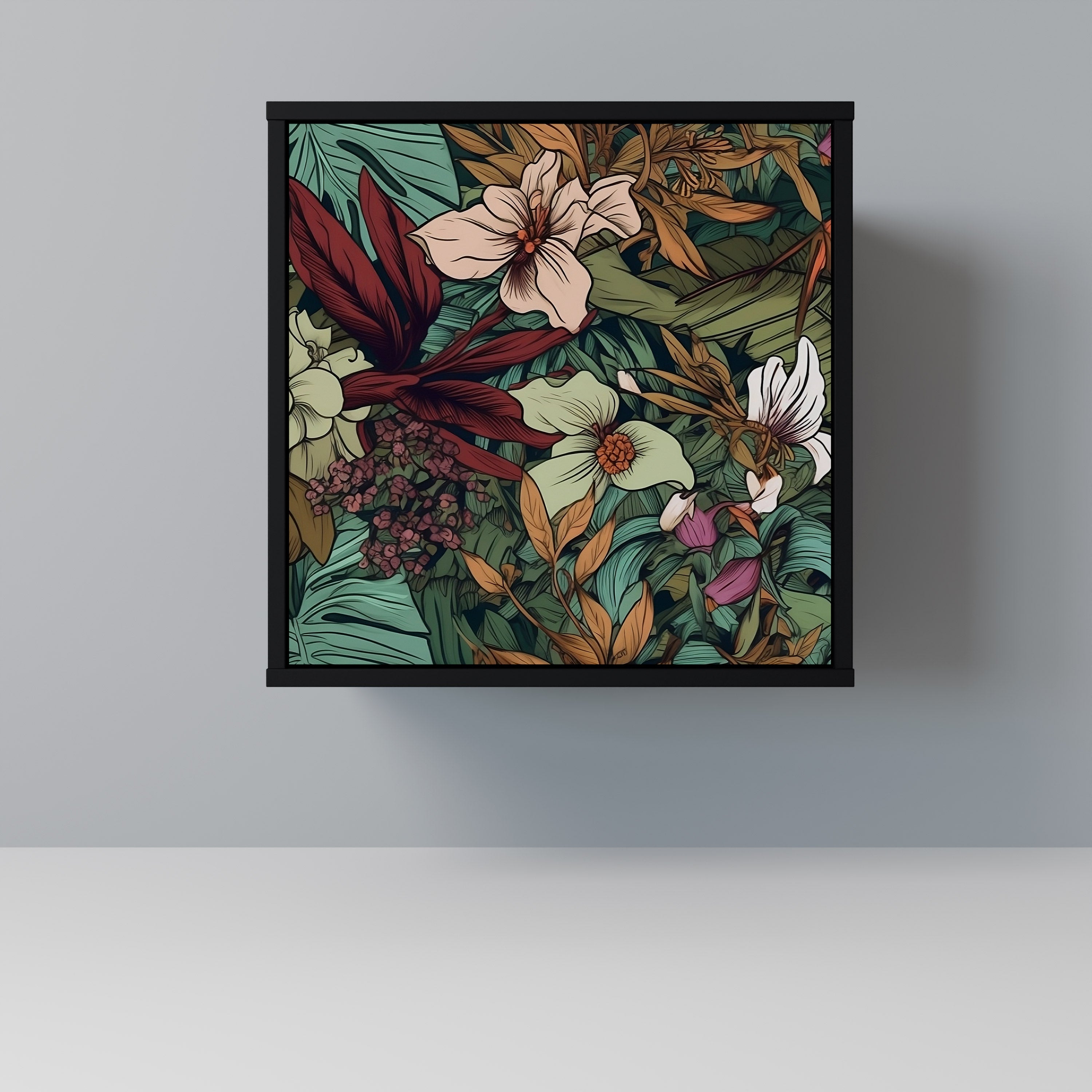 BOTANICAL EMERGENCE Sideboard mit 1 Tür in Schwarz