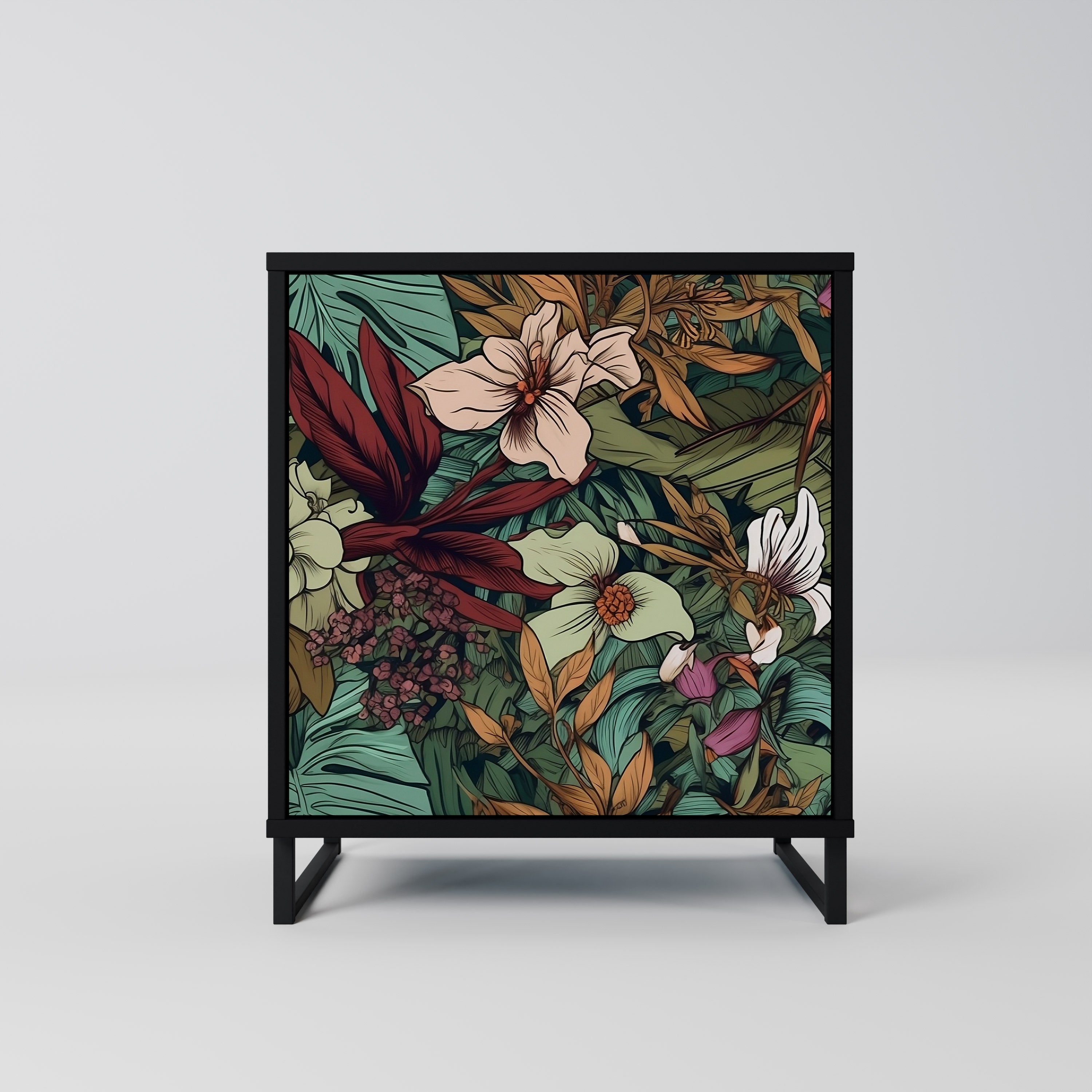 BOTANICAL EMERGENCE Sideboard mit 1 Tür in Schwarz