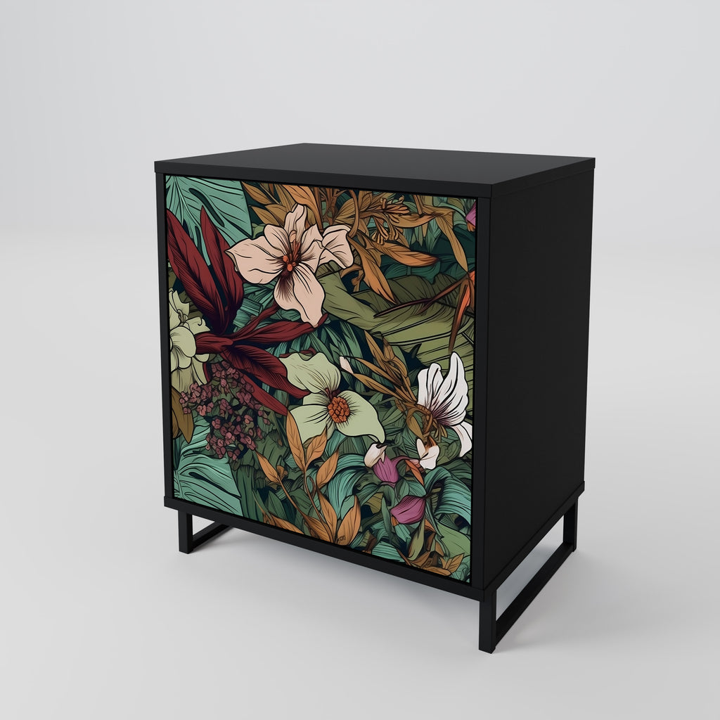 BOTANICAL EMERGENCE Sideboard mit 1 Tür in Schwarz