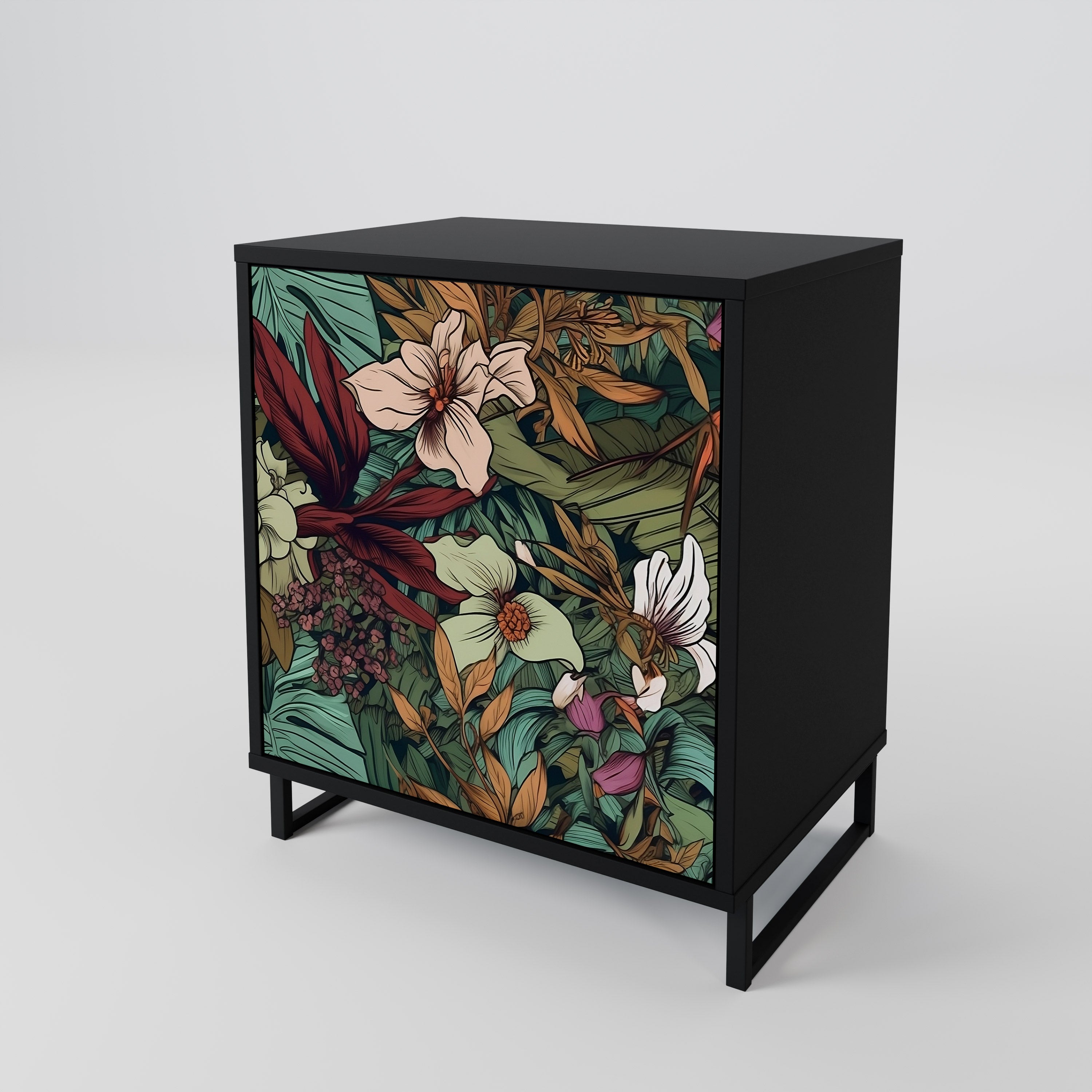 BOTANICAL EMERGENCE Sideboard mit 1 Tür in Schwarz