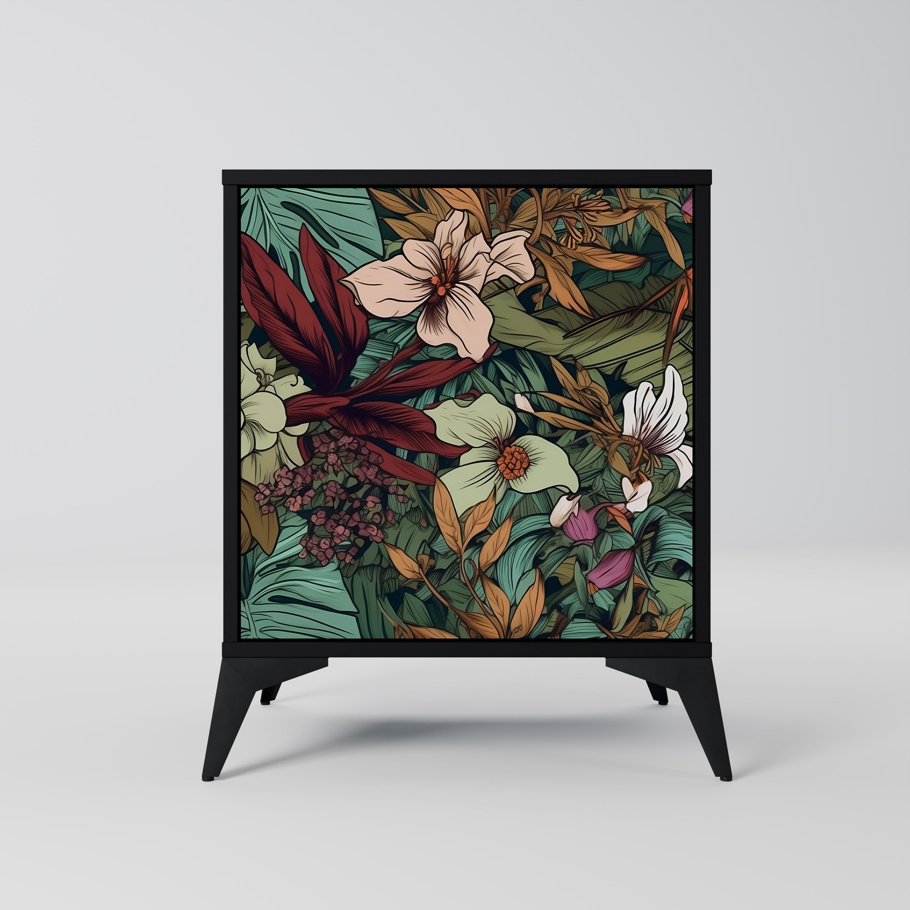 BOTANICAL EMERGENCE Sideboard mit 1 Tür in Schwarz