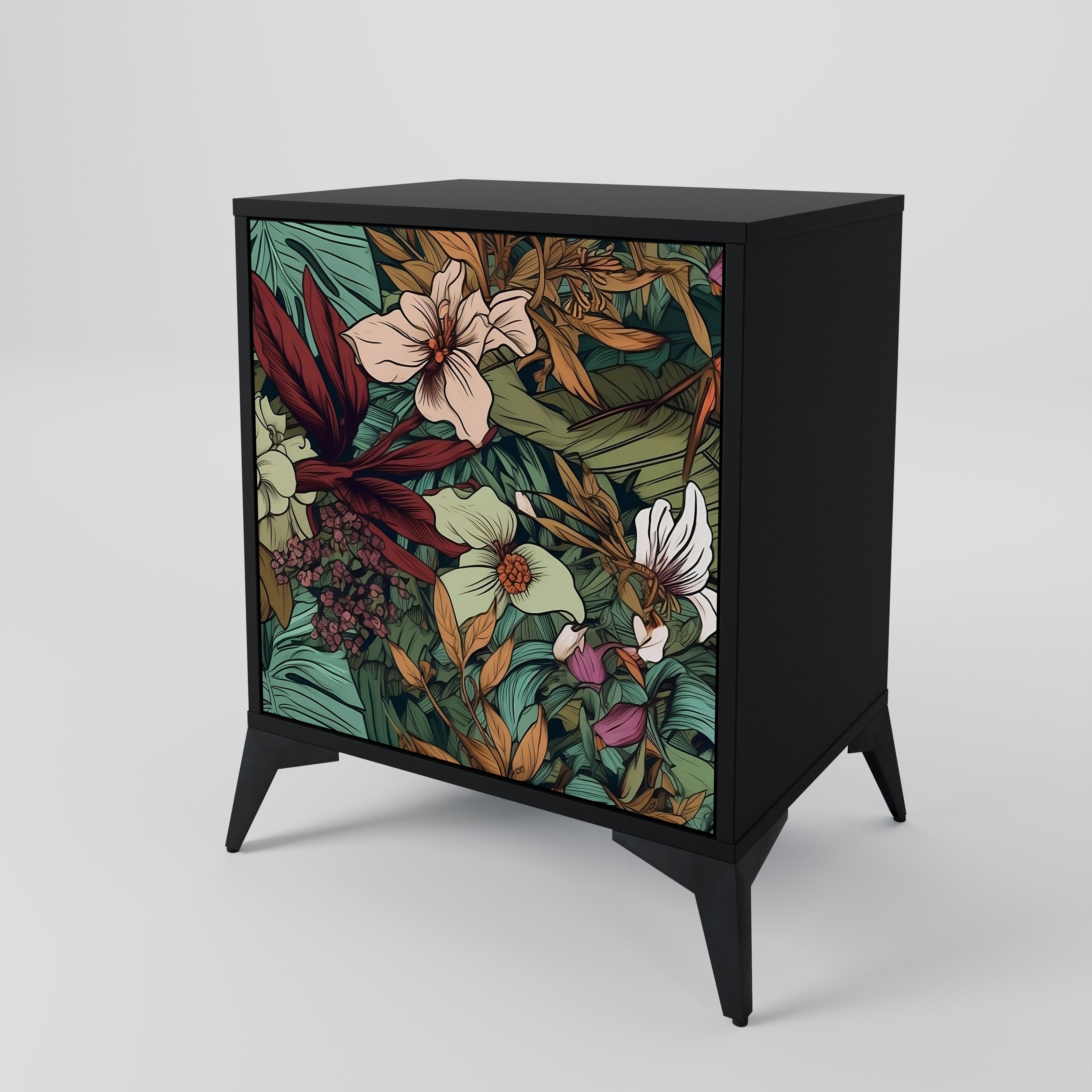 BOTANICAL EMERGENCE Sideboard mit 1 Tür in Schwarz