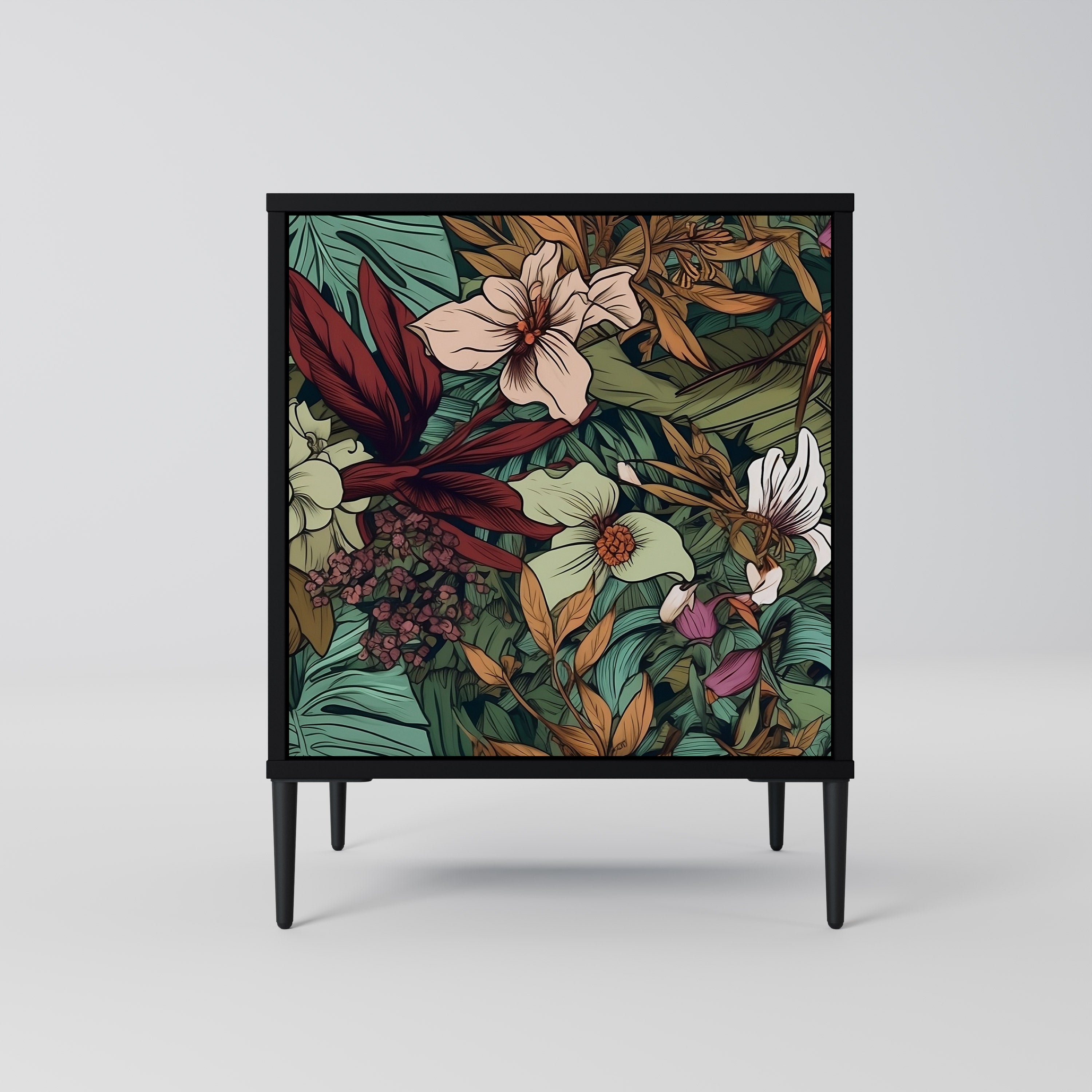 BOTANICAL EMERGENCE Sideboard mit 1 Tür in Schwarz