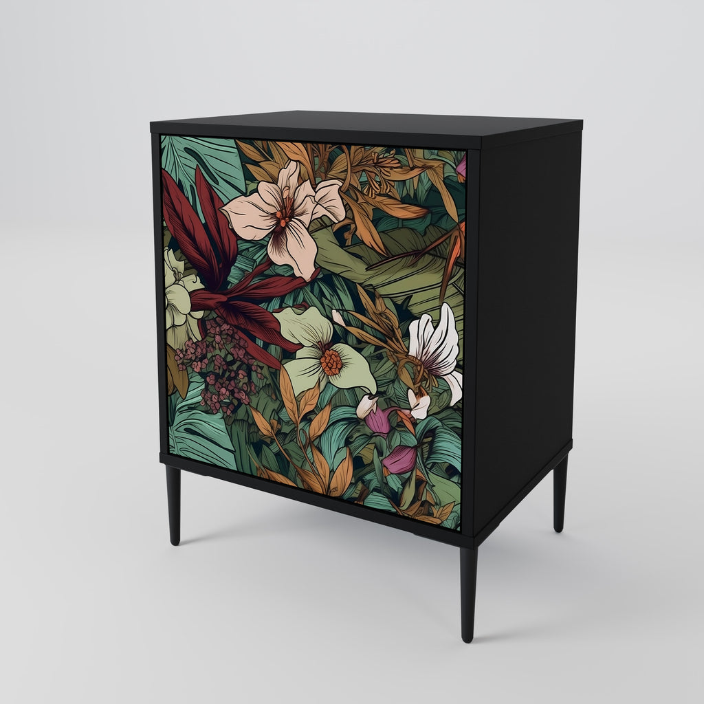 BOTANICAL EMERGENCE Sideboard mit 1 Tür in Schwarz