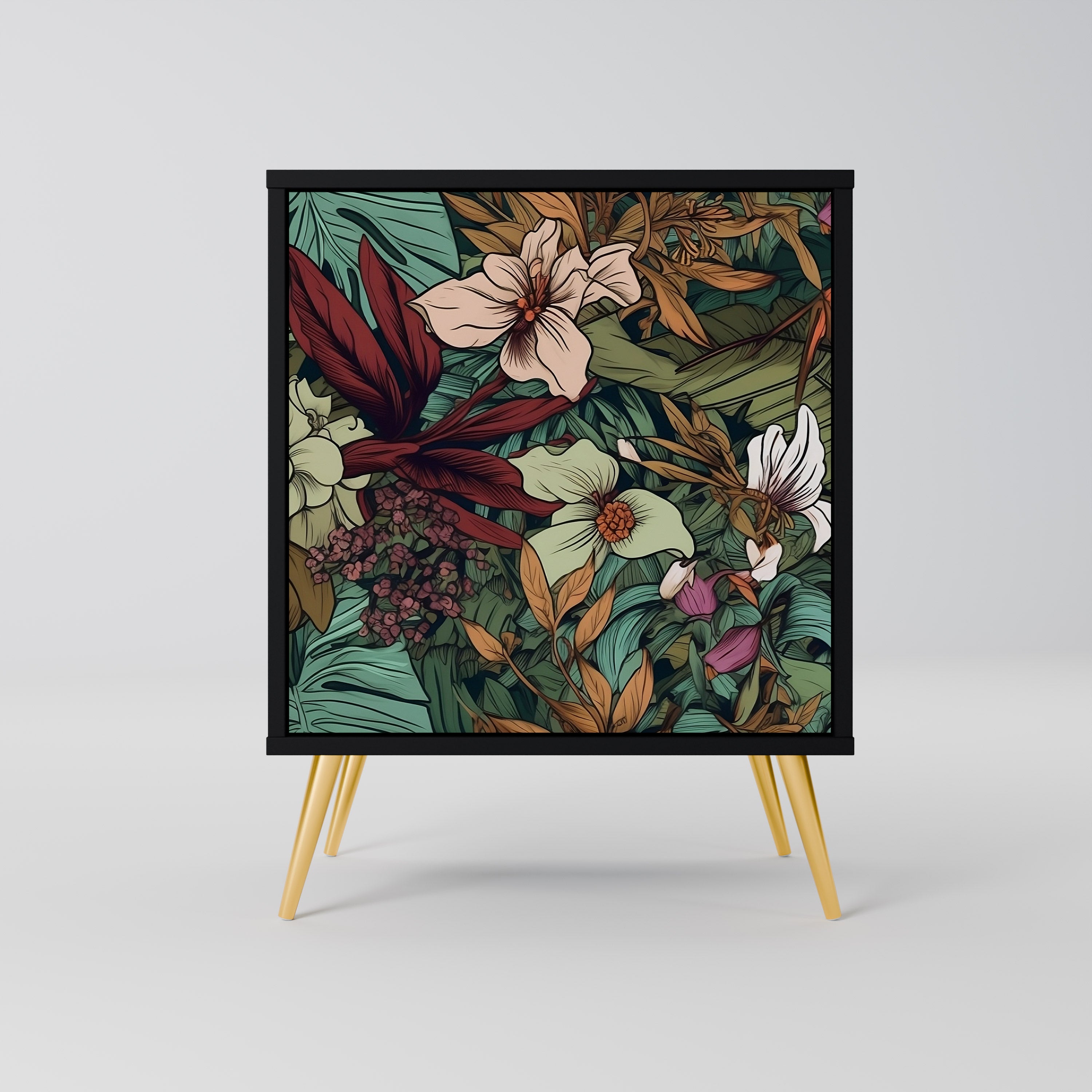 BOTANICAL EMERGENCE Sideboard mit 1 Tür in Schwarz