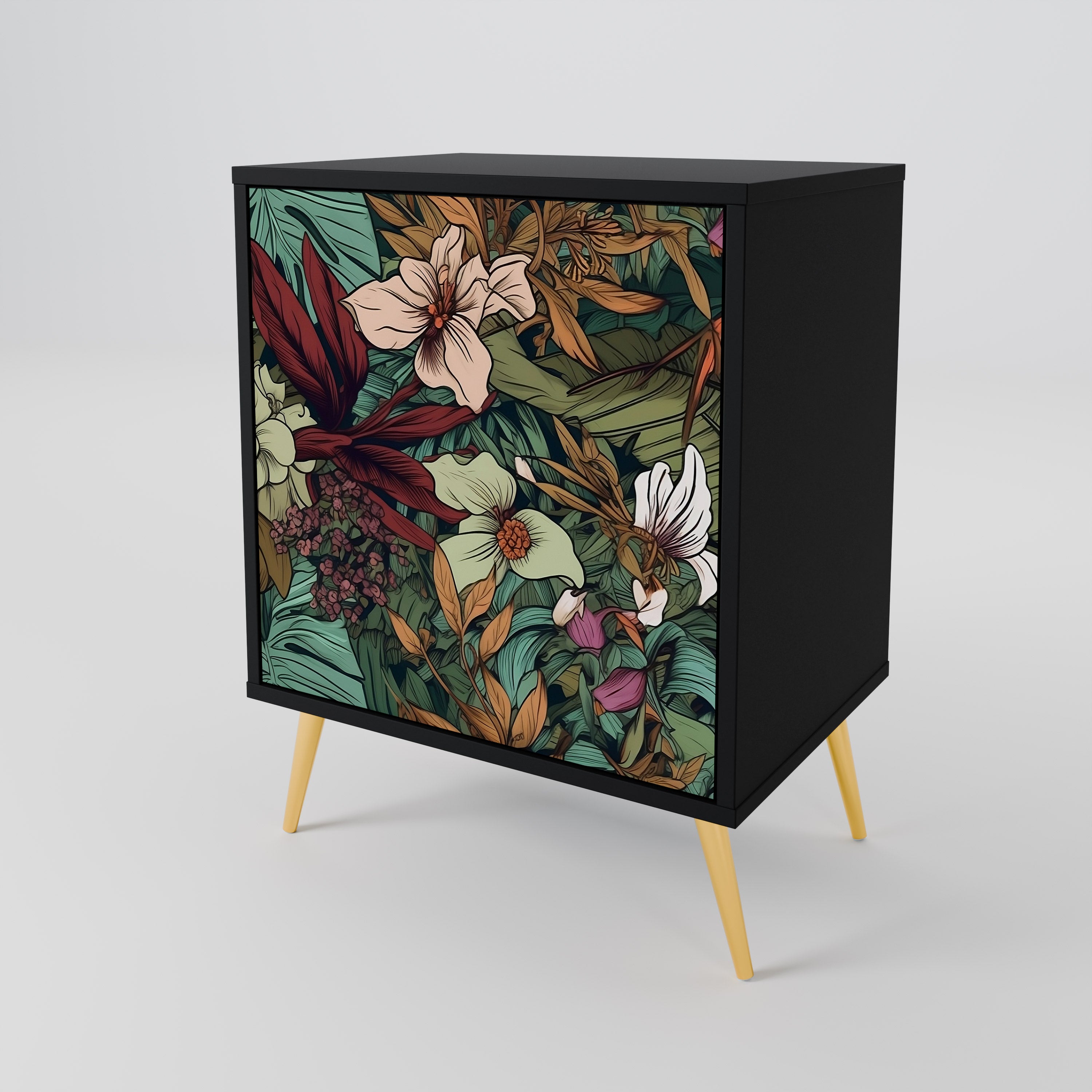 BOTANICAL EMERGENCE Sideboard mit 1 Tür in Schwarz