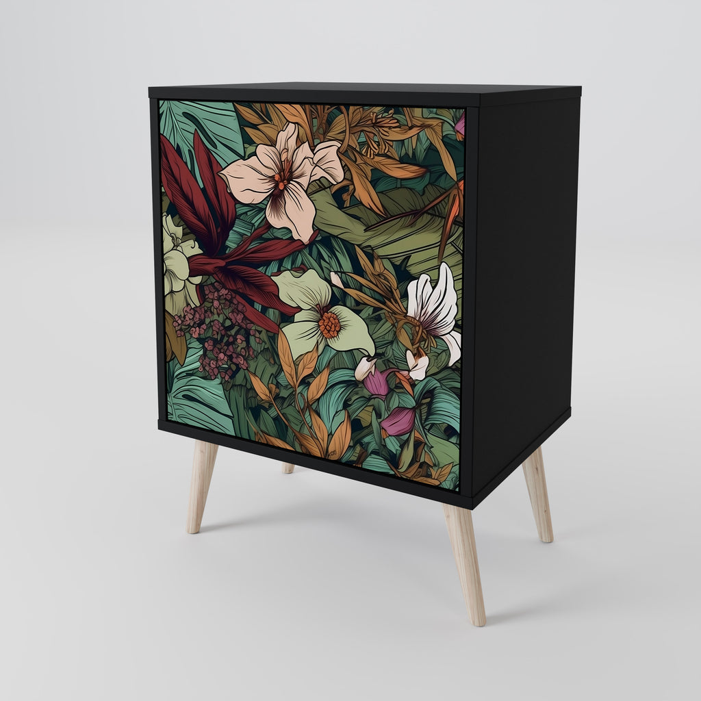 BOTANICAL EMERGENCE Sideboard mit 1 Tür in Schwarz