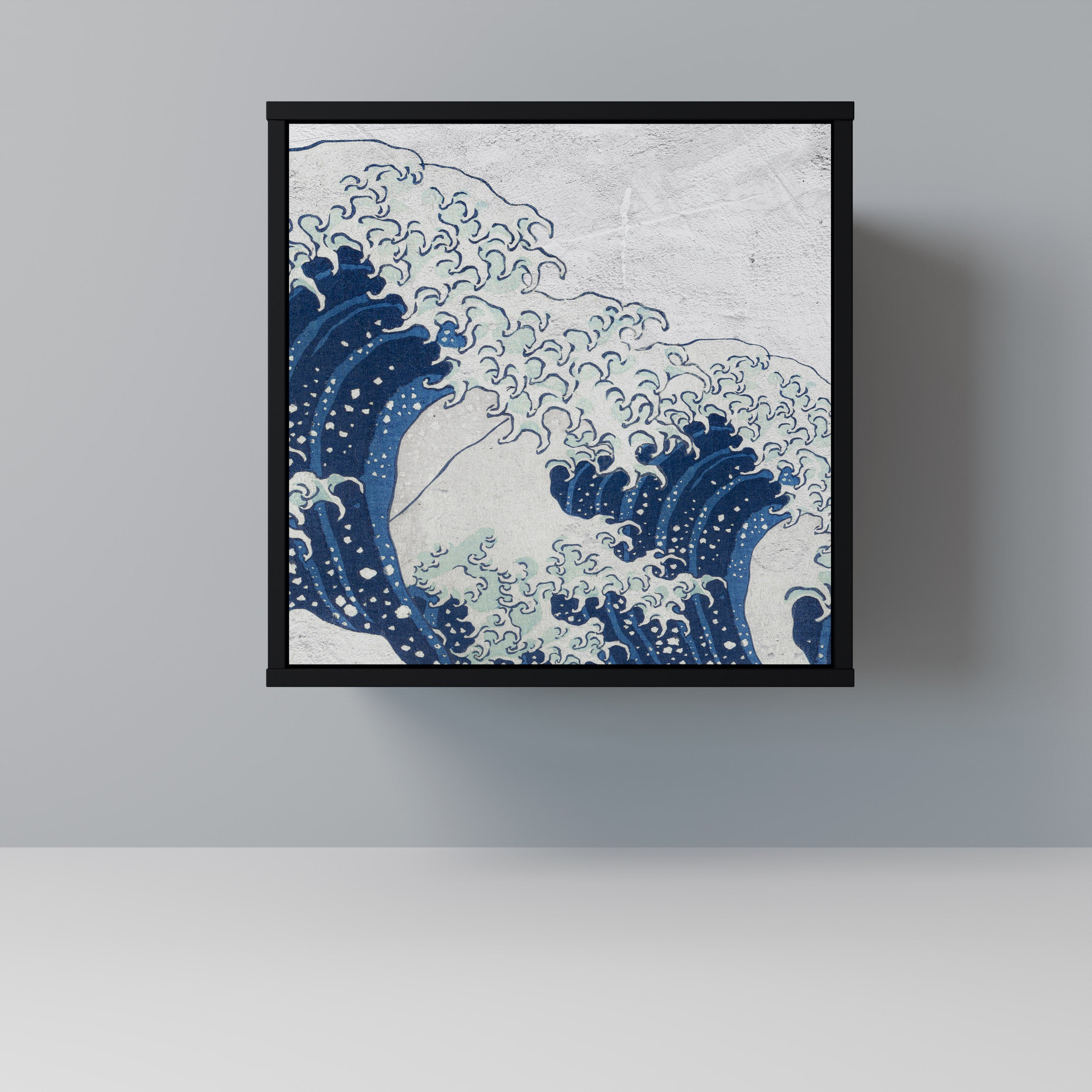THE GREAT WAVE AT KANAGAWA Sideboard mit 1 Tür in Schwarz