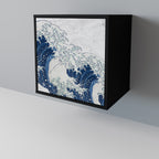 THE GREAT WAVE AT KANAGAWA Sideboard mit 1 Tür in Schwarz