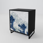 THE GREAT WAVE AT KANAGAWA Sideboard mit 1 Tür in Schwarz