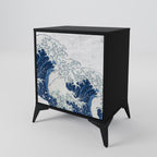 THE GREAT WAVE AT KANAGAWA Sideboard mit 1 Tür in Schwarz