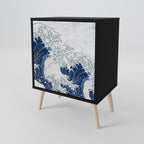 THE GREAT WAVE AT KANAGAWA Sideboard mit 1 Tür in Schwarz