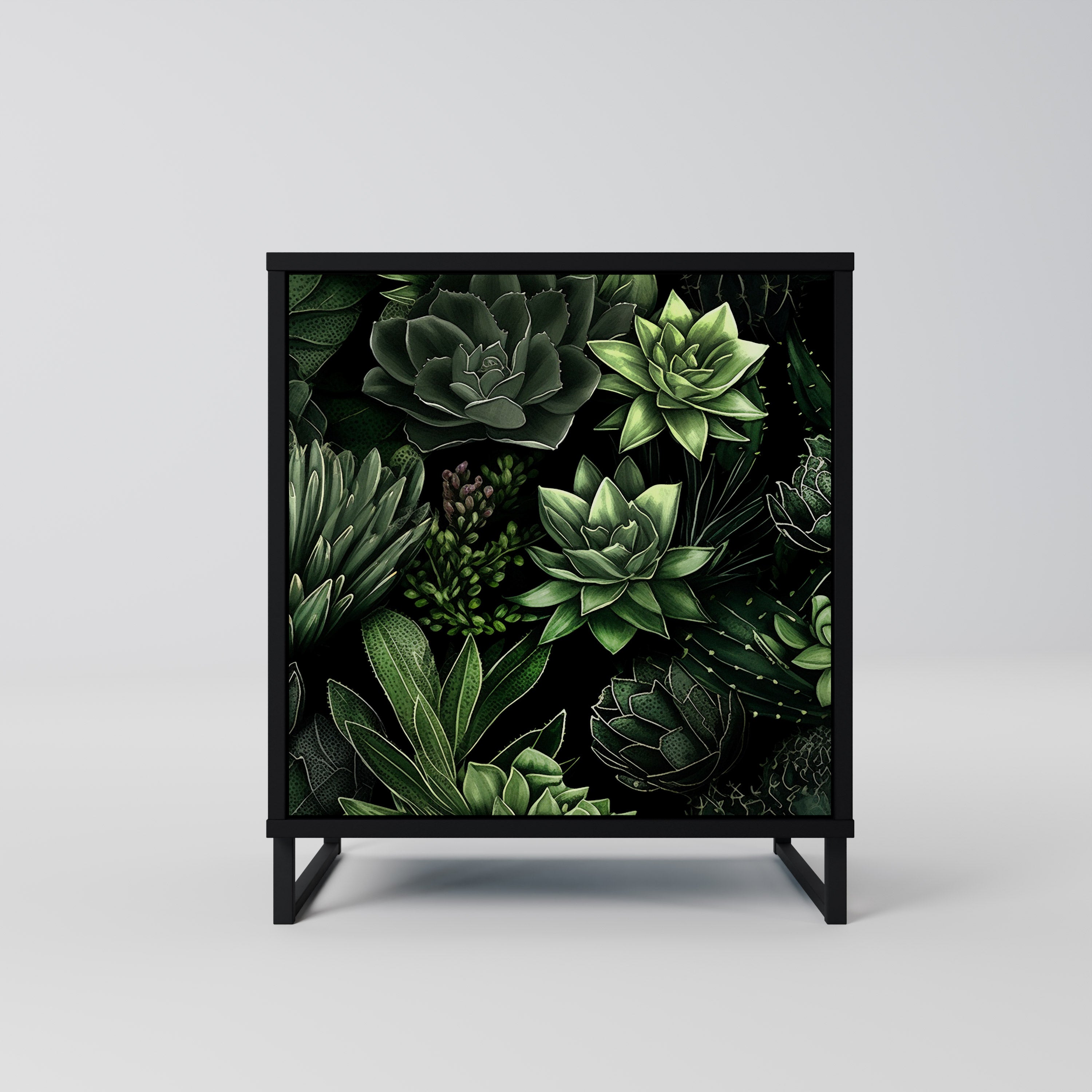 SUCCULENT JUNGLE Sideboard mit 1 Tür in Schwarz