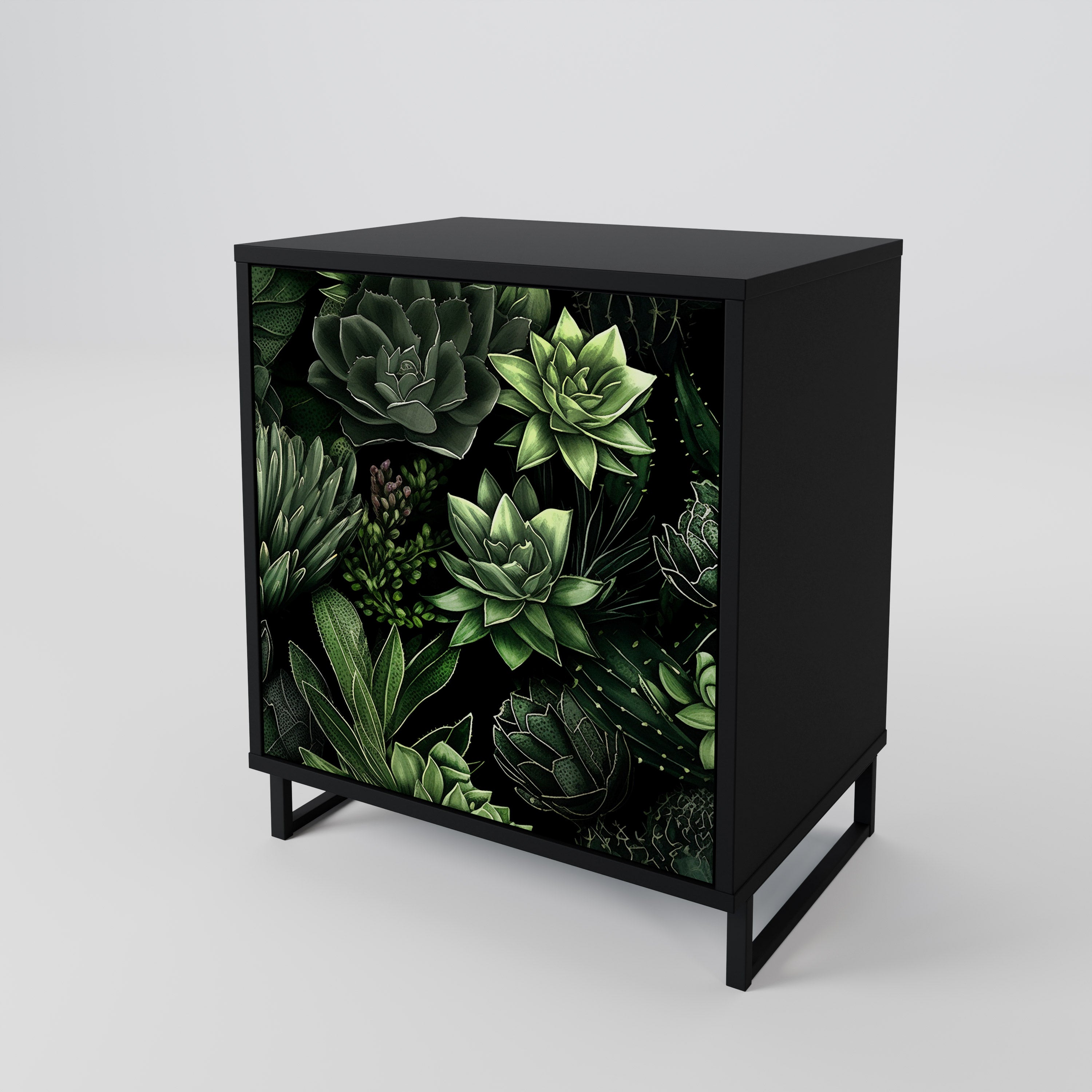 SUCCULENT JUNGLE Sideboard mit 1 Tür in Schwarz