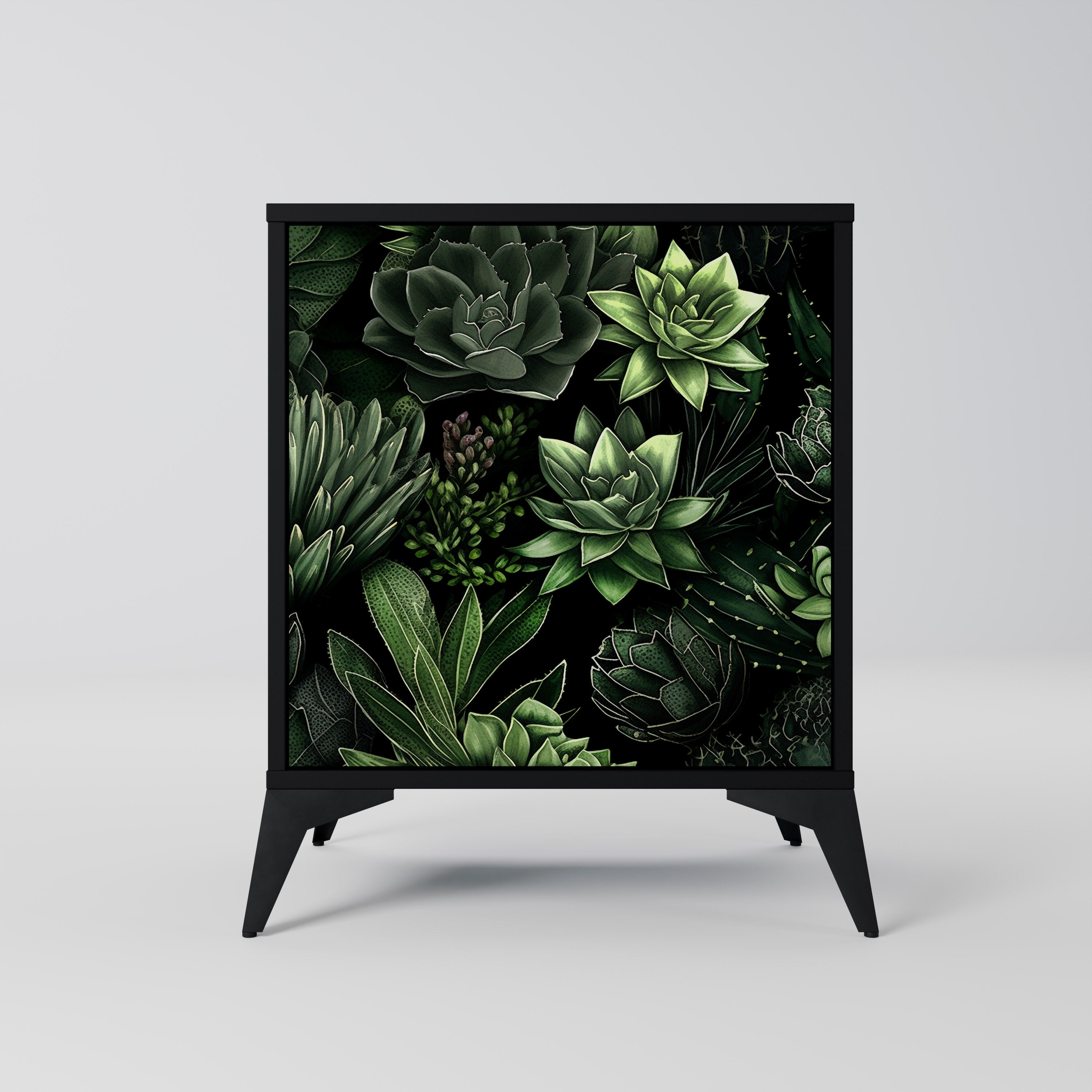 SUCCULENT JUNGLE Sideboard mit 1 Tür in Schwarz