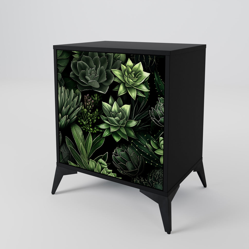 SUCCULENT JUNGLE Sideboard mit 1 Tür in Schwarz