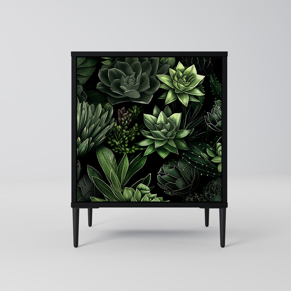 SUCCULENT JUNGLE Sideboard mit 1 Tür in Schwarz