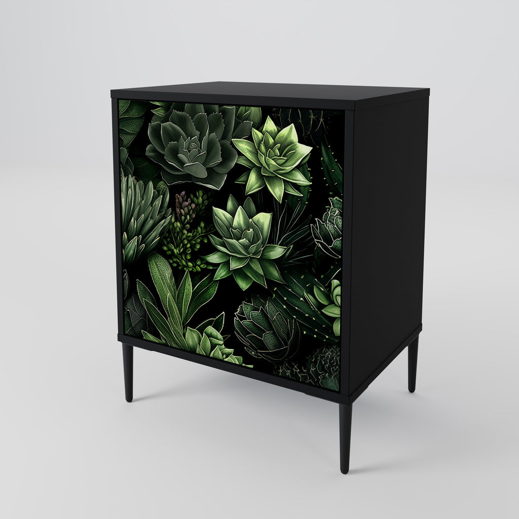 SUCCULENT JUNGLE Sideboard mit 1 Tür in Schwarz