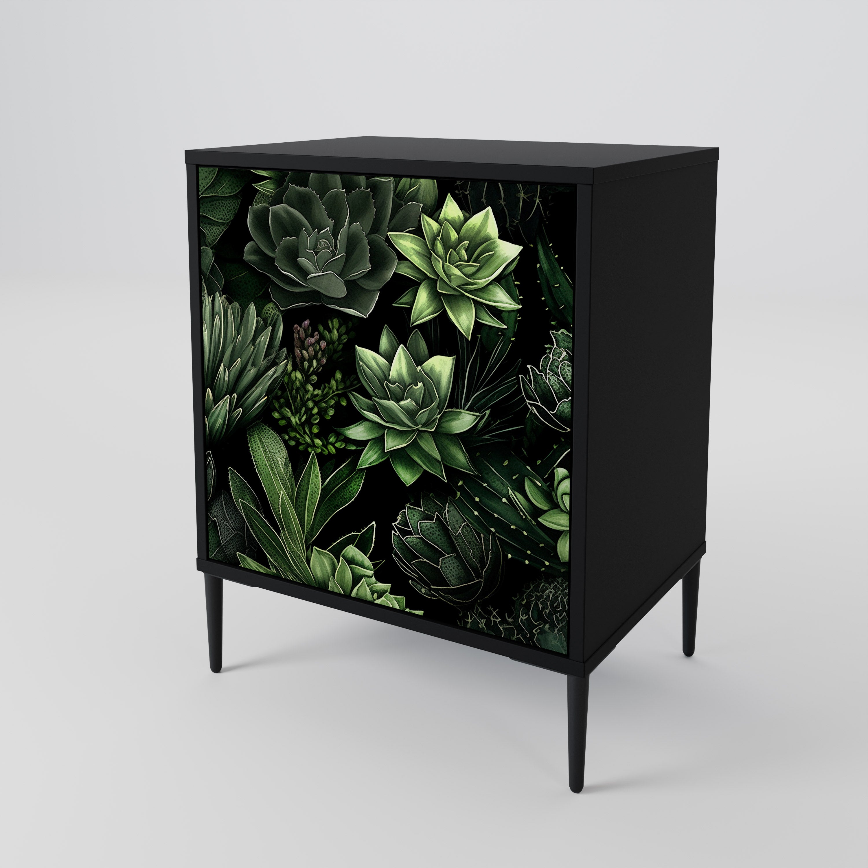 SUCCULENT JUNGLE Sideboard mit 1 Tür in Schwarz