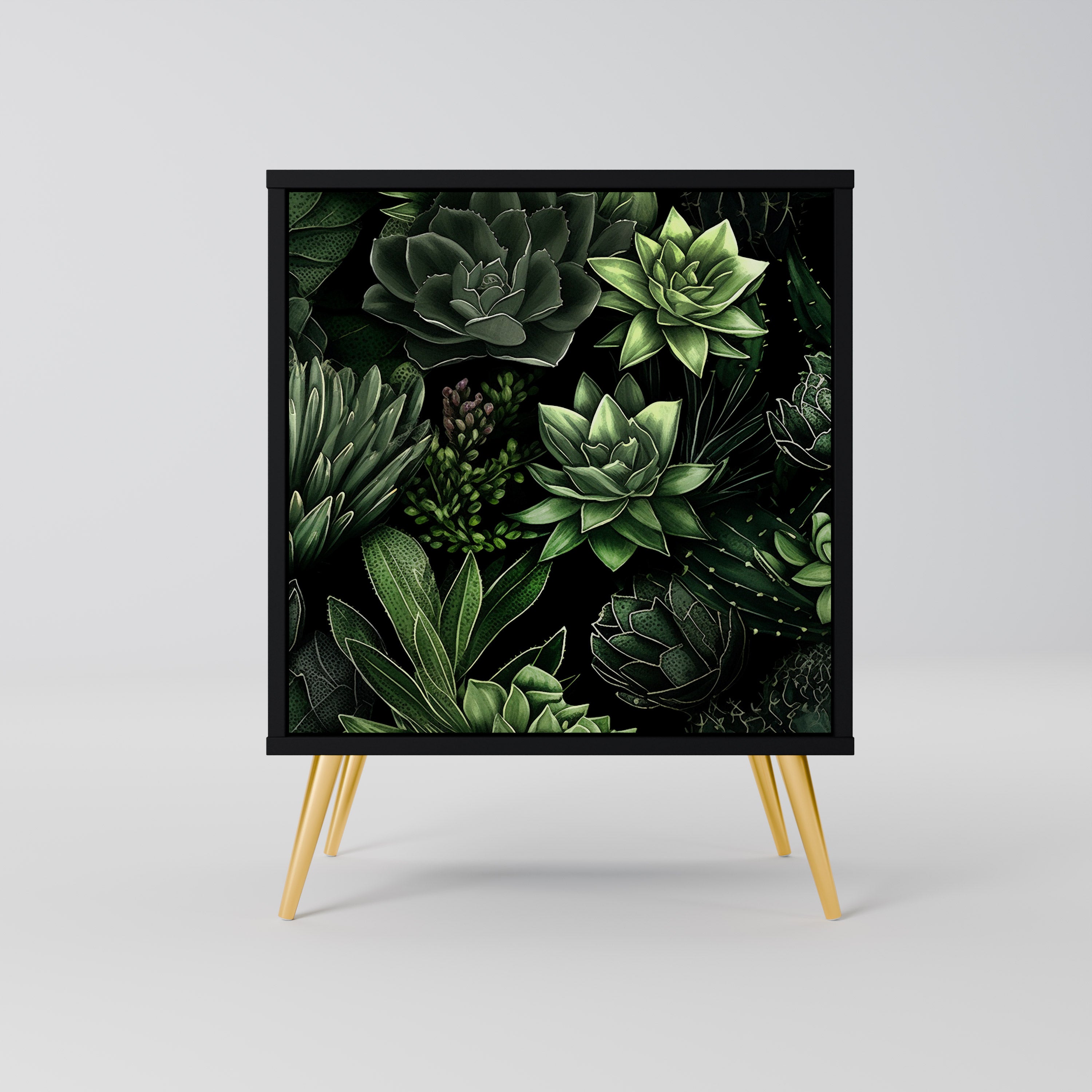 SUCCULENT JUNGLE Sideboard mit 1 Tür in Schwarz
