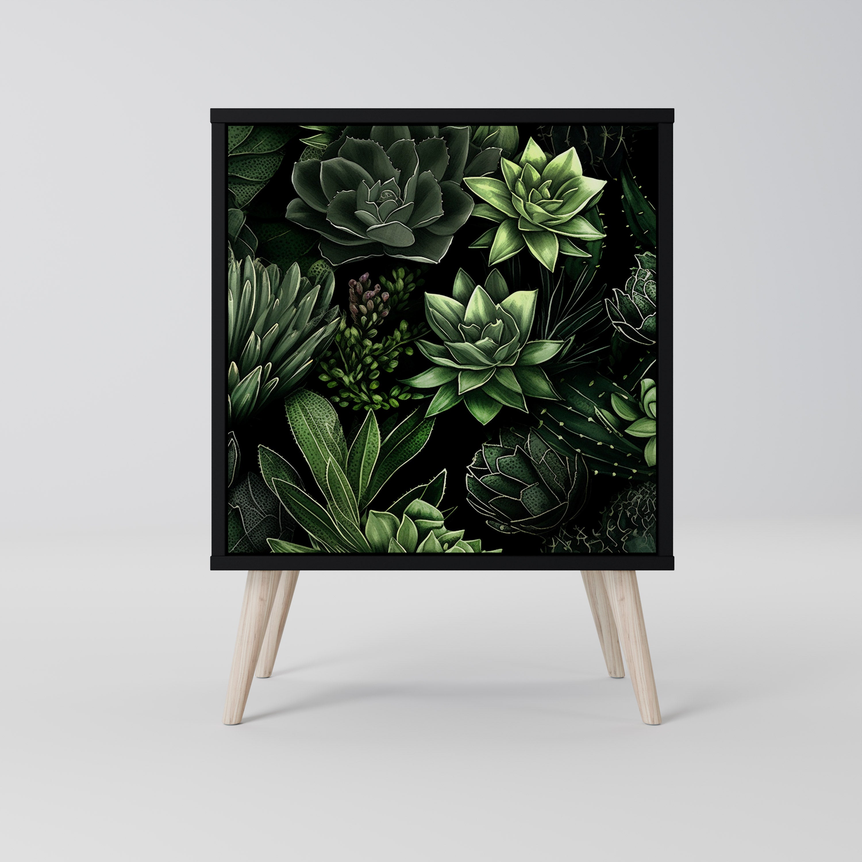 SUCCULENT JUNGLE Sideboard mit 1 Tür in Schwarz