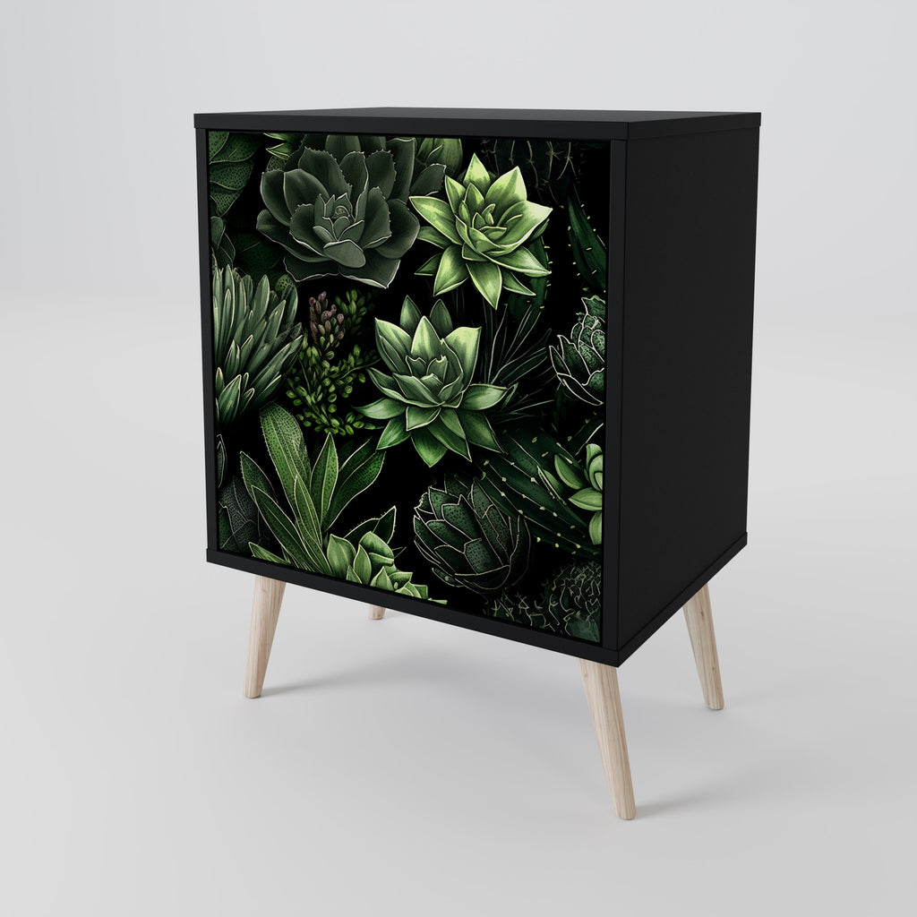 SUCCULENT JUNGLE Sideboard mit 1 Tür in Schwarz