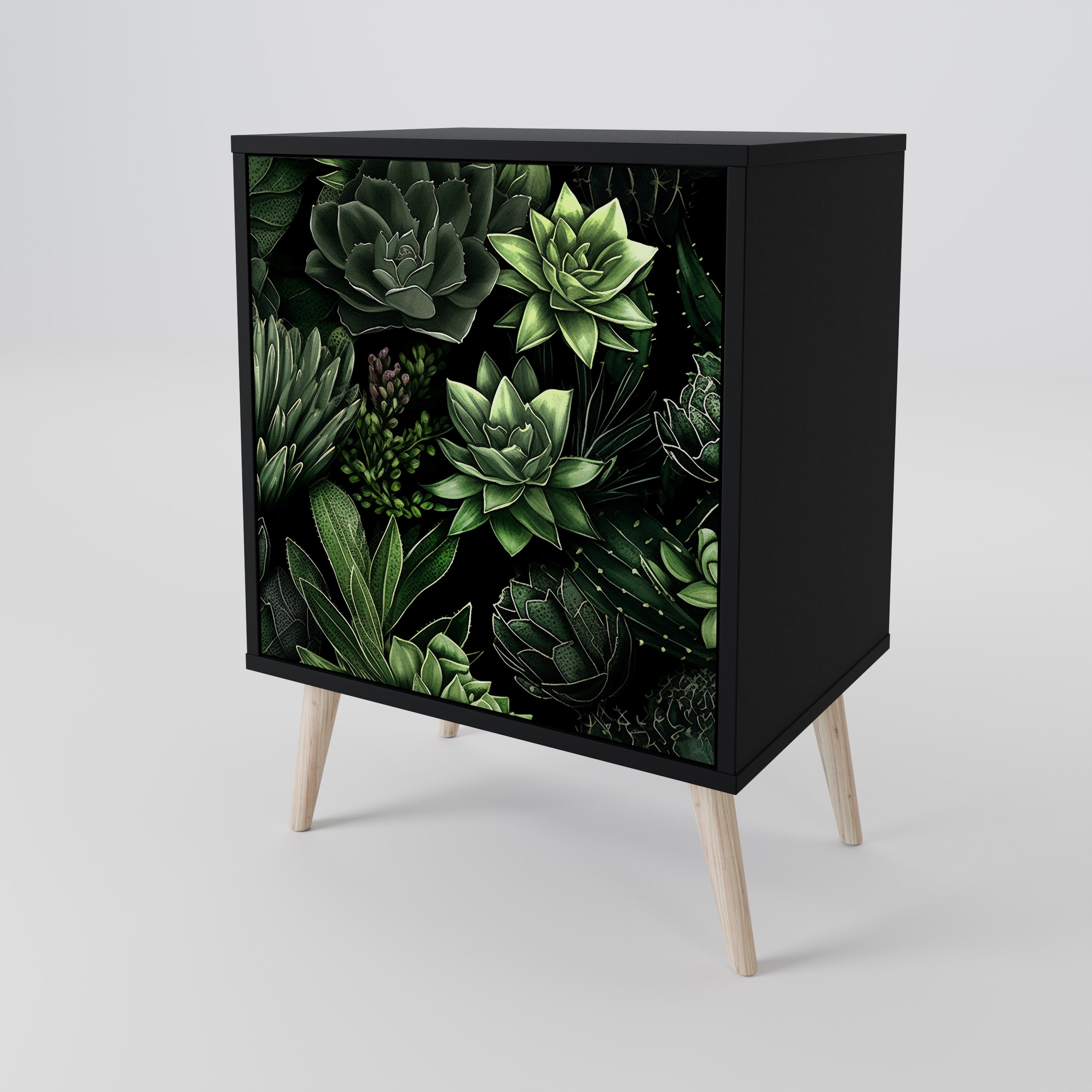 SUCCULENT JUNGLE Sideboard mit 1 Tür in Schwarz