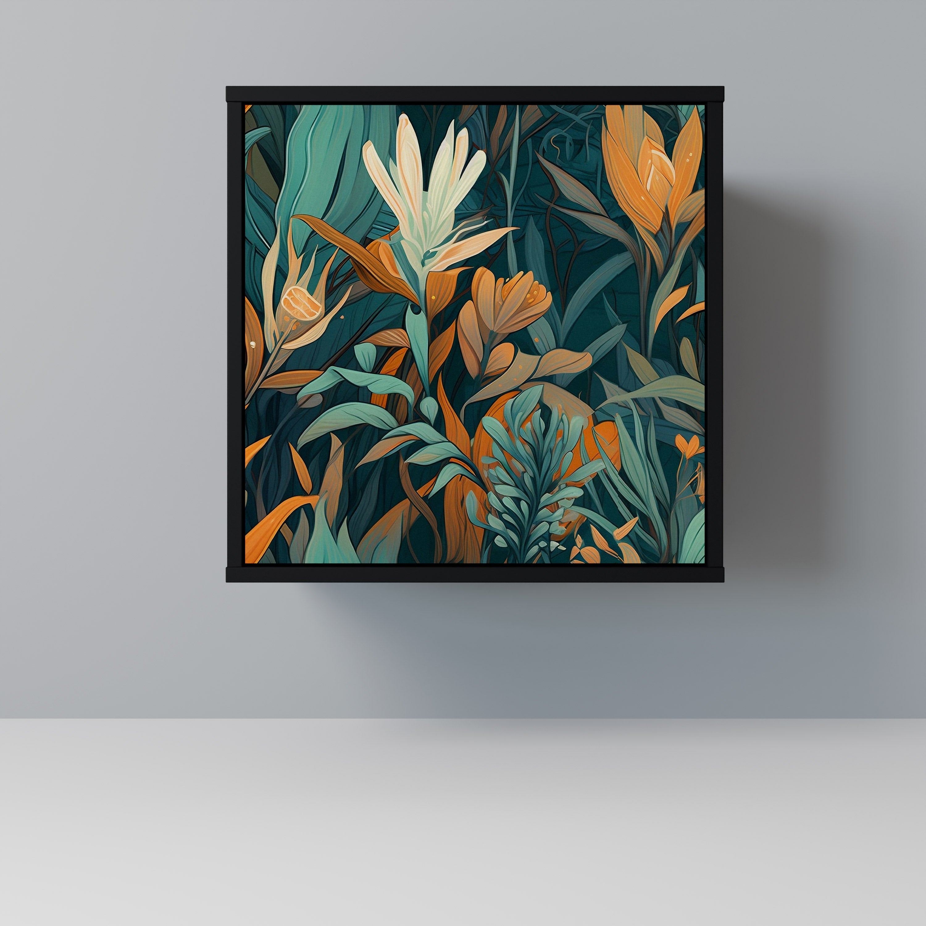 FLORAL SERENITY Sideboard mit 1 Tür in Schwarz