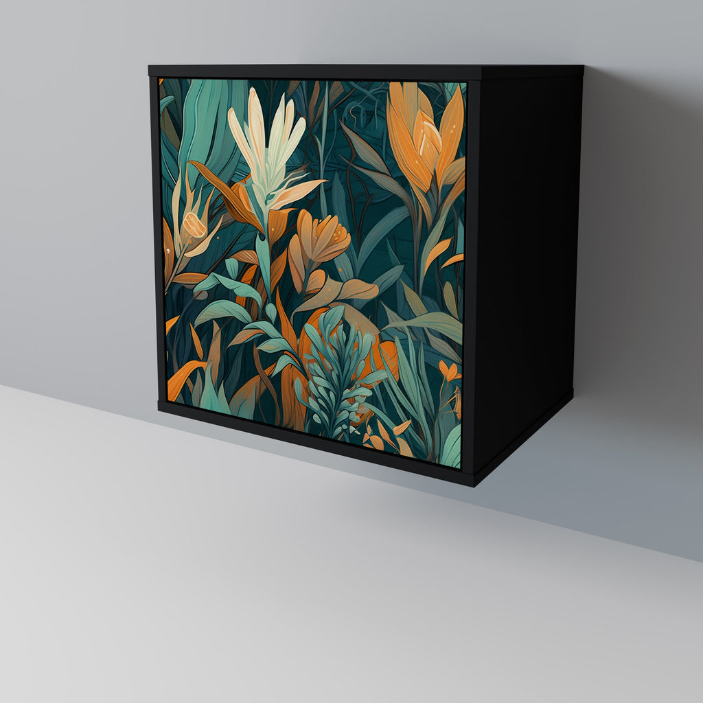 FLORAL SERENITY Sideboard mit 1 Tür in Schwarz