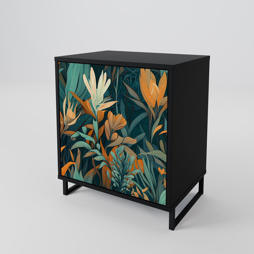 FLORAL SERENITY Sideboard mit 1 Tür in Schwarz