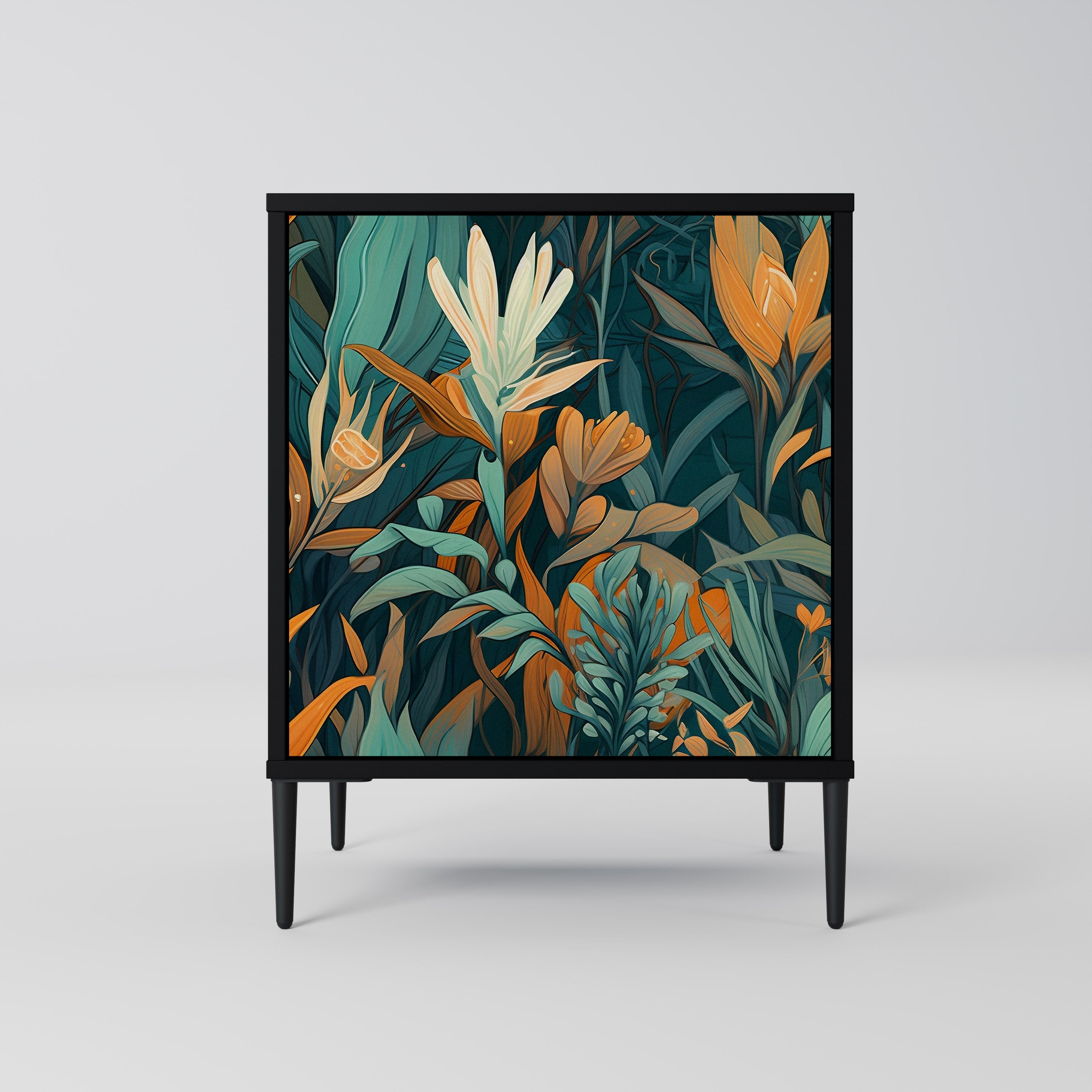 FLORAL SERENITY Sideboard mit 1 Tür in Schwarz