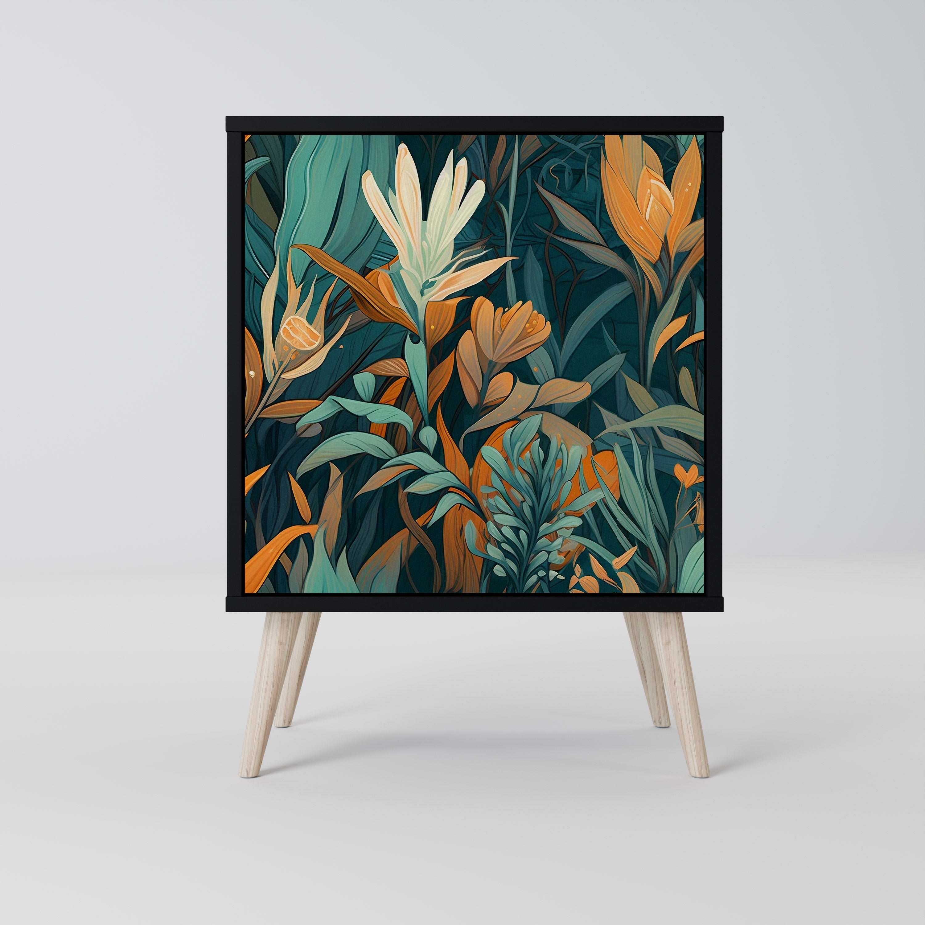 FLORAL SERENITY Sideboard mit 1 Tür in Schwarz