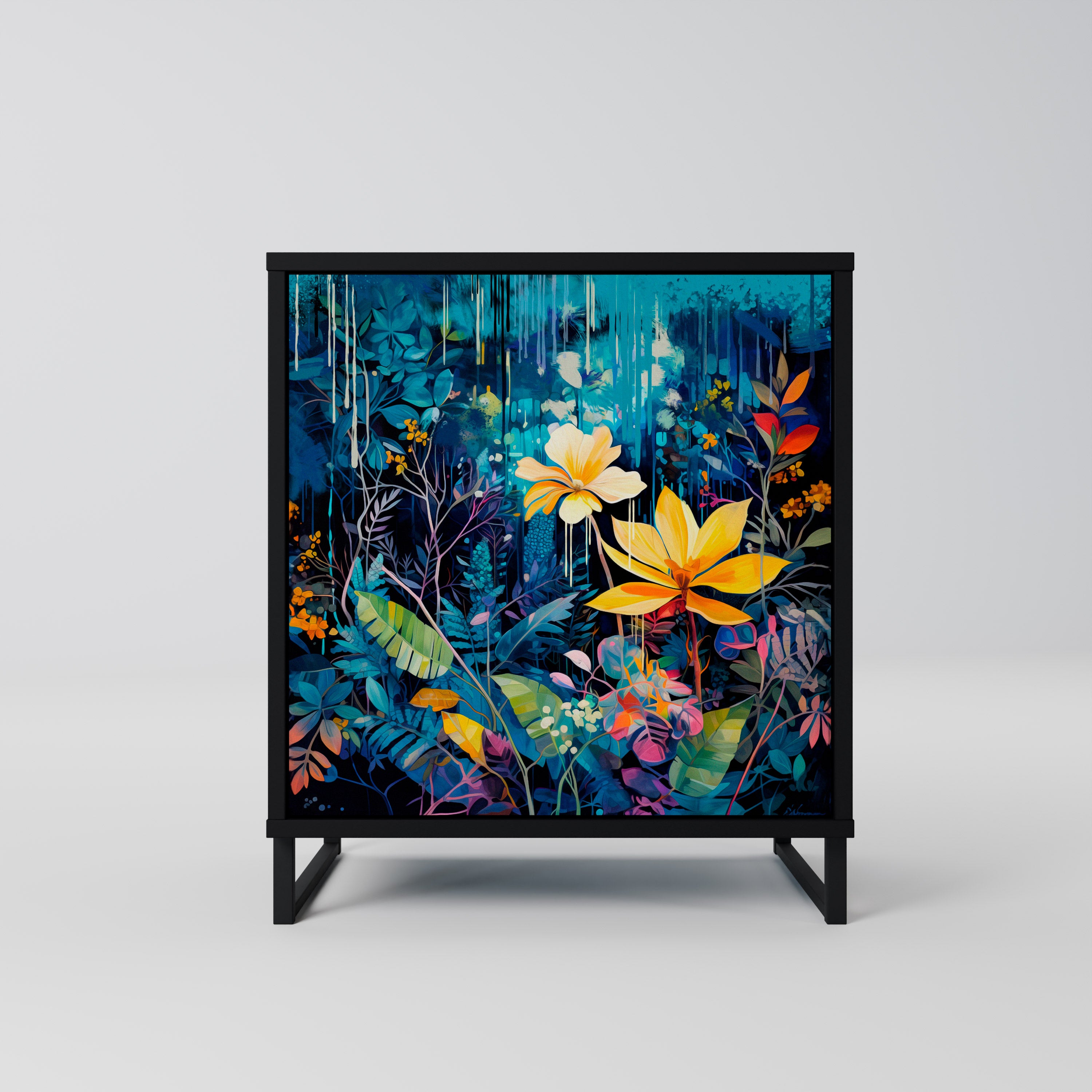 MIDNIGHT BLOSSOM Sideboard mit 1 Tür in Schwarz